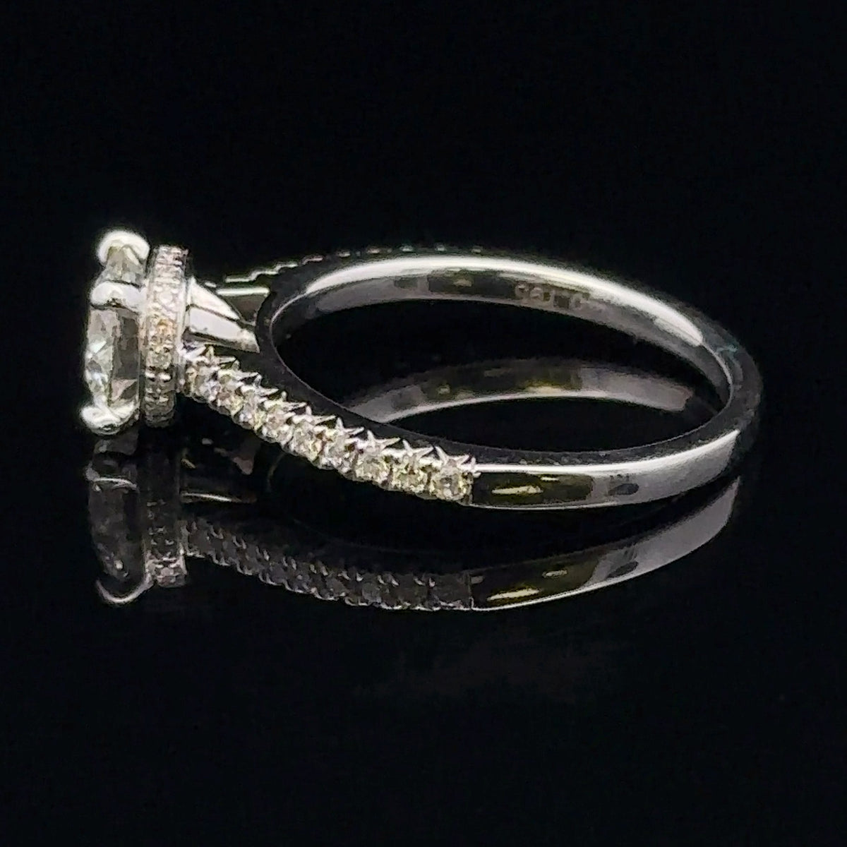 Aleizae 14k White Gold Diamond Hidden Halo Engagement Ring