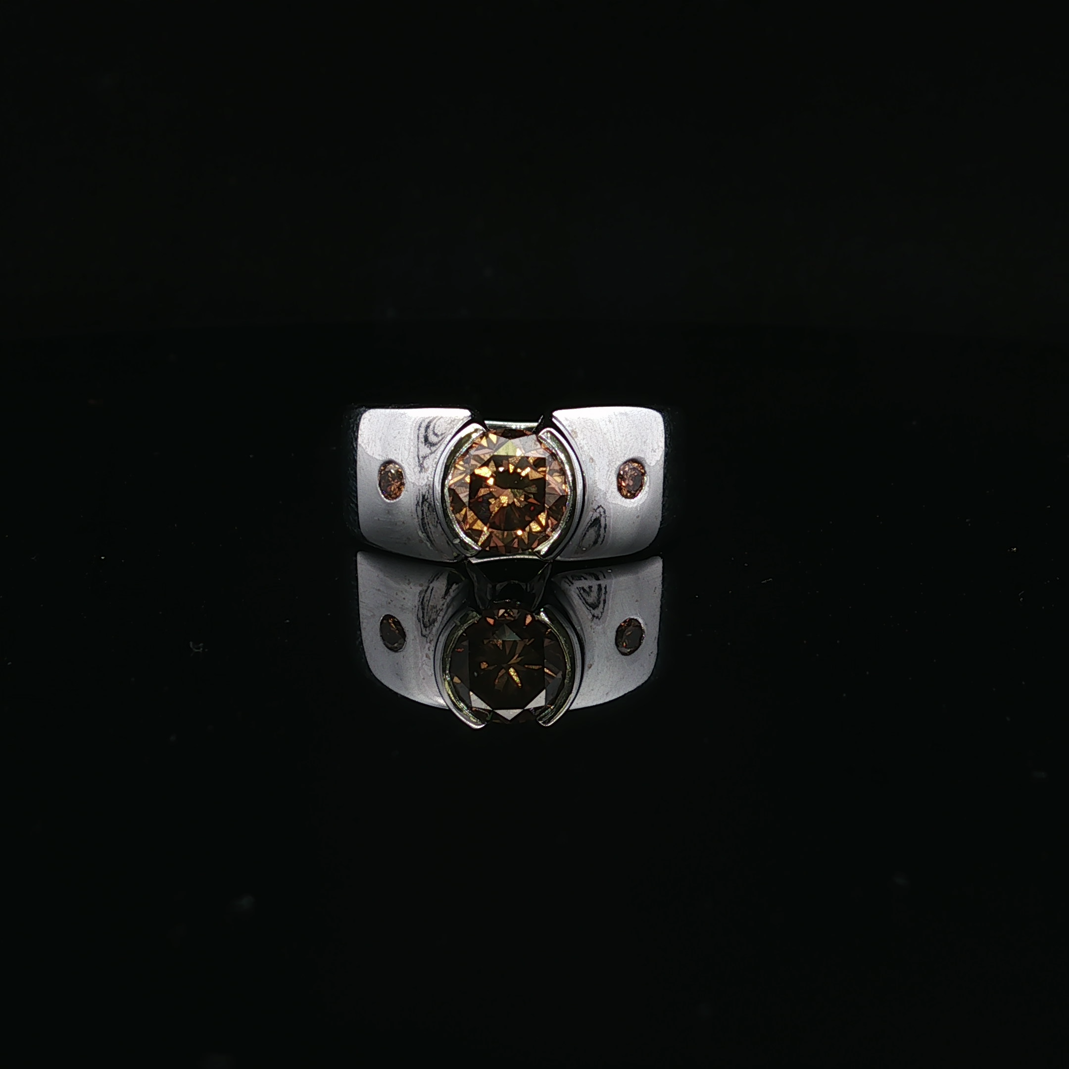 Bethany Cognac Diamond Ring in 14K White Gold by Kathryn