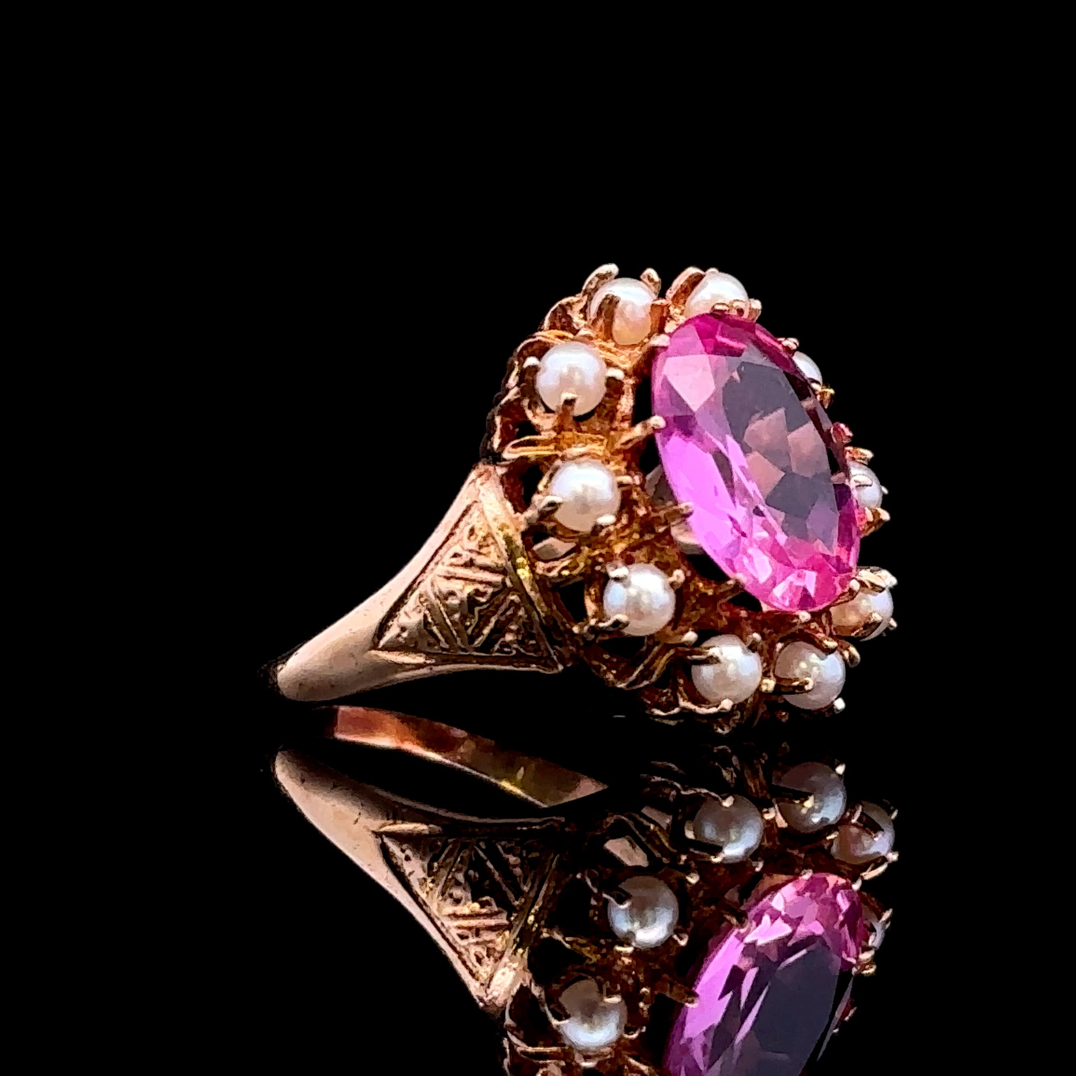 Madeleine 14K Gold Pink Sapphire and Pearl Ring