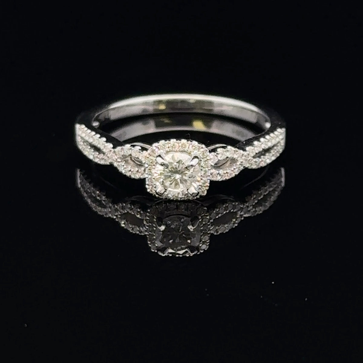 Marley 14k White Gold .48ctw Diamond Halo Engagement Ring