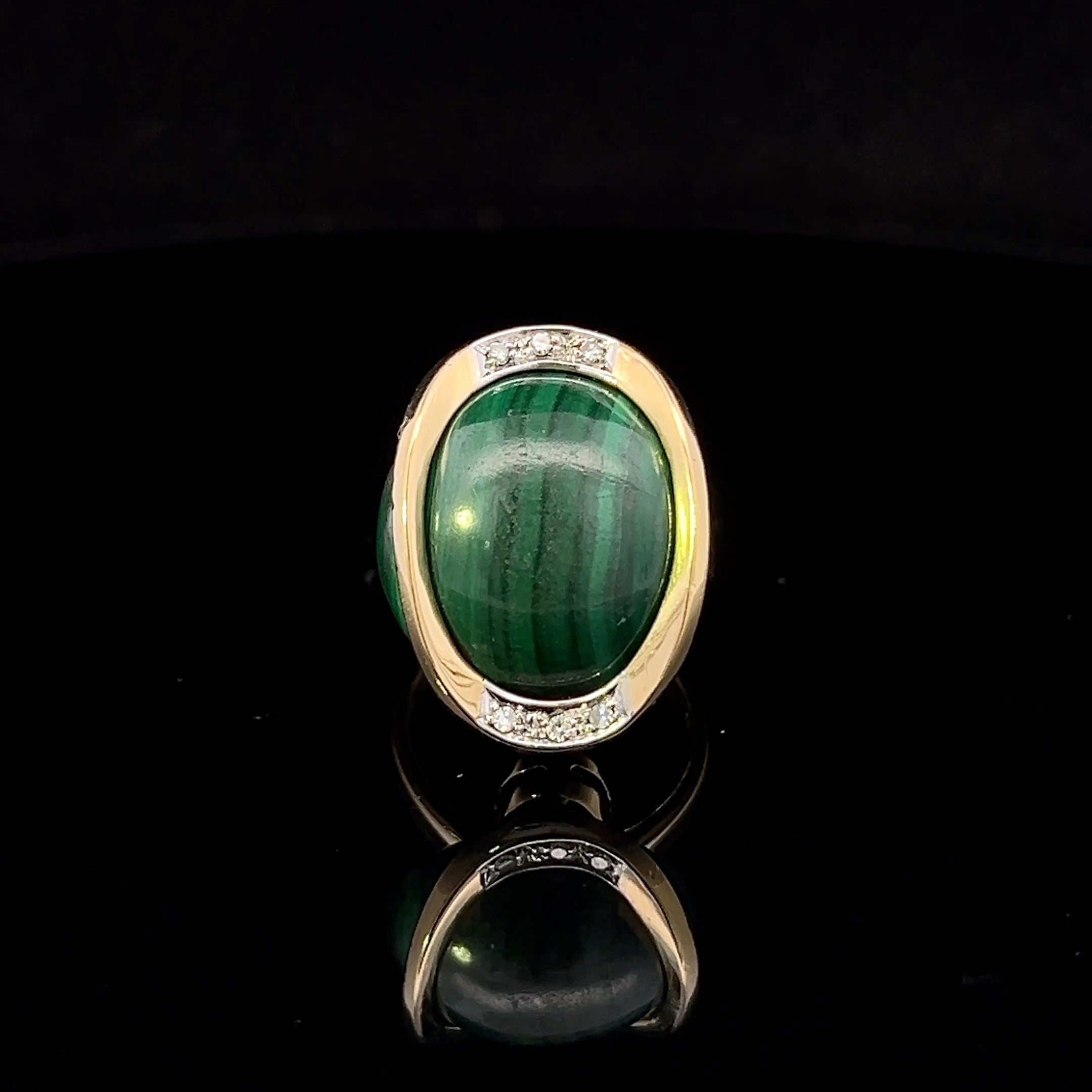 Paula-1 18K Yellow Gold Malachite & Diamond Ring
