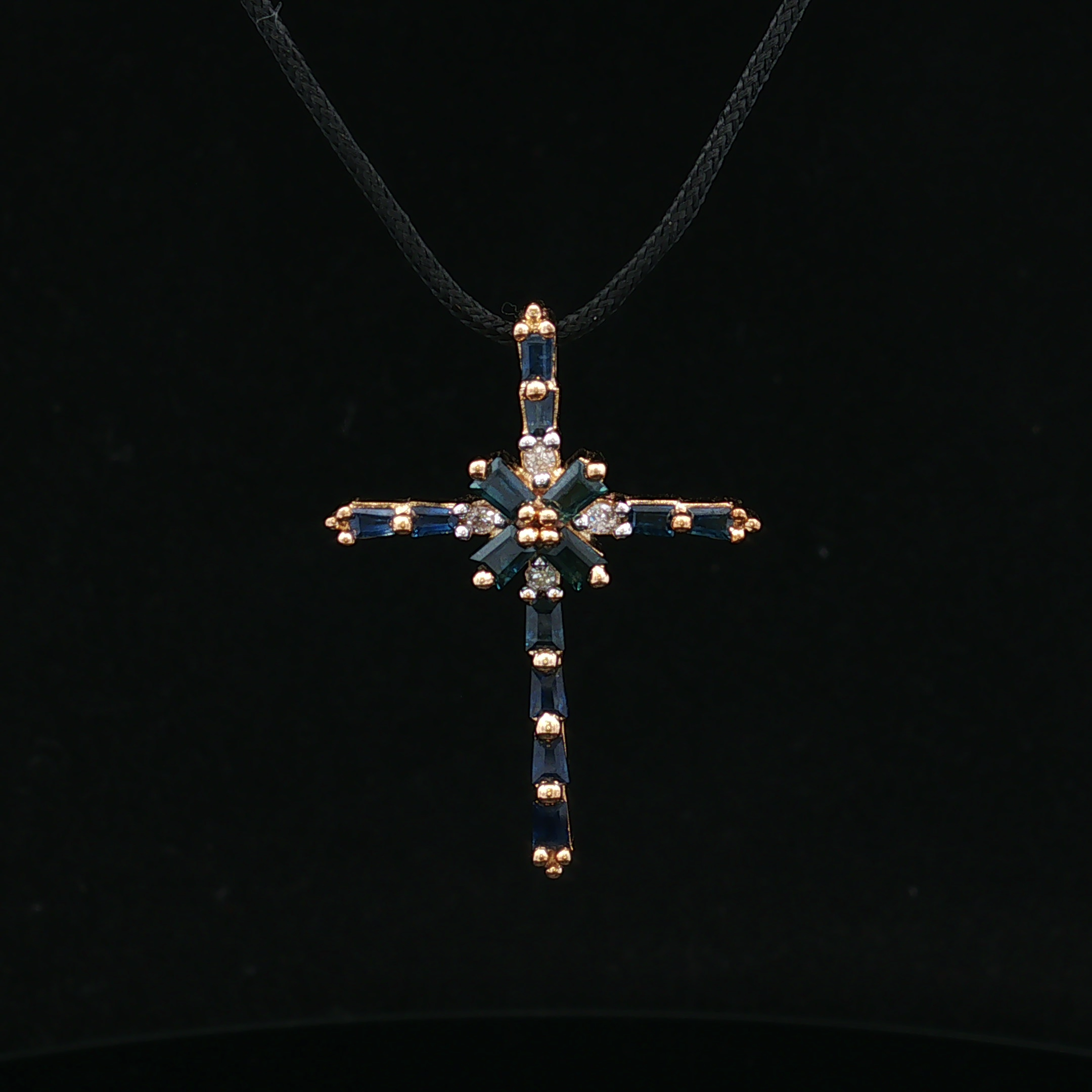 Delphine 14K Sapphire & Diamond Cross Pendant