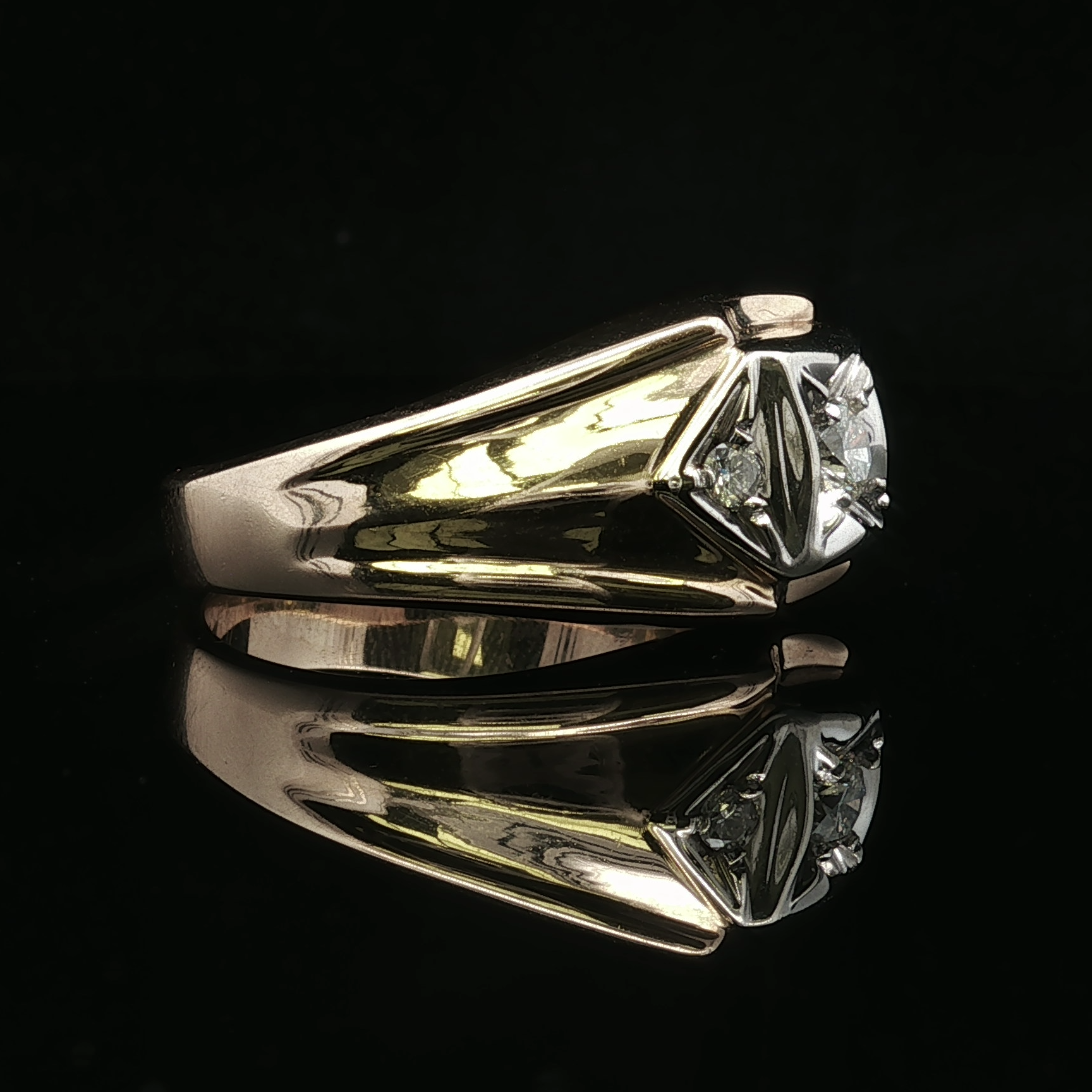 Avery Diamond Ring in 14K Two Tone Gold