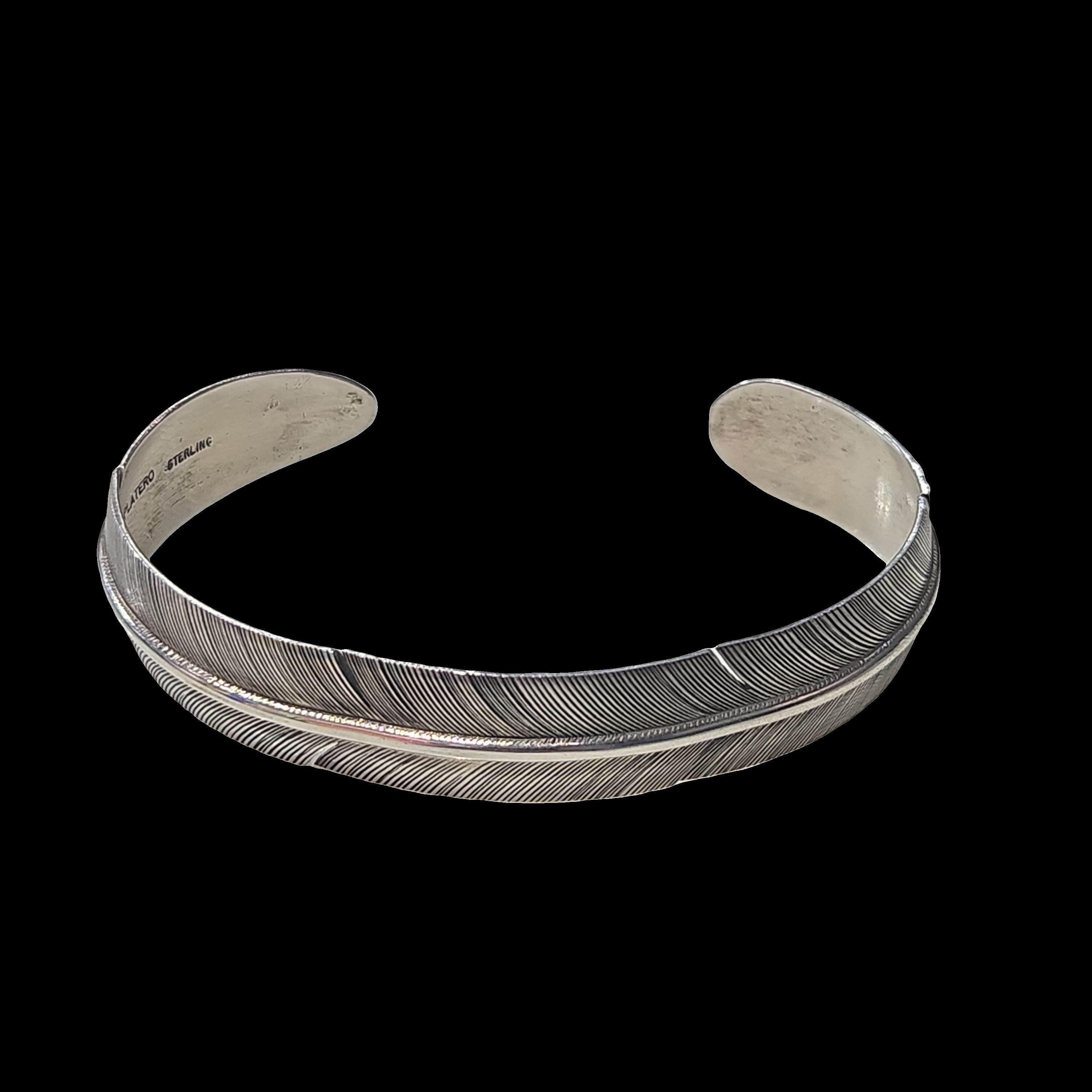 Maggie White Silver Textured Feather Cuff Bracelet