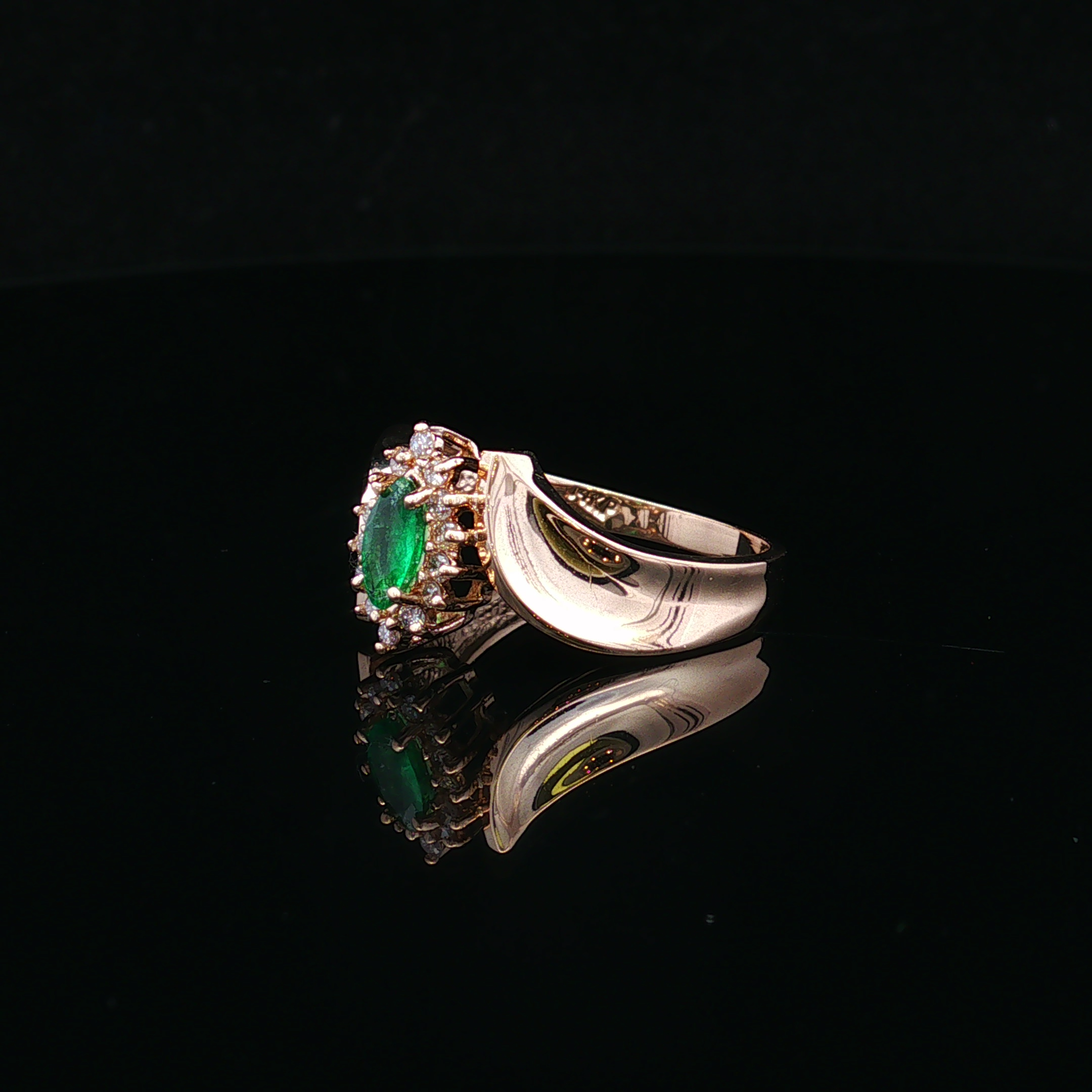 Ardena 14KY Marquise Emerald & Diamond Ring