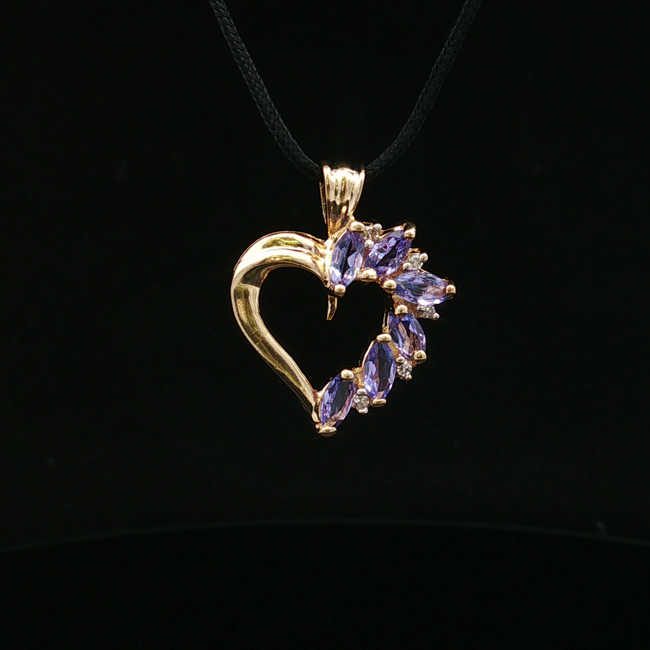 Alinarose 14KY .90 CTW Marquise Tanzanite & Diamond Heart Pendant