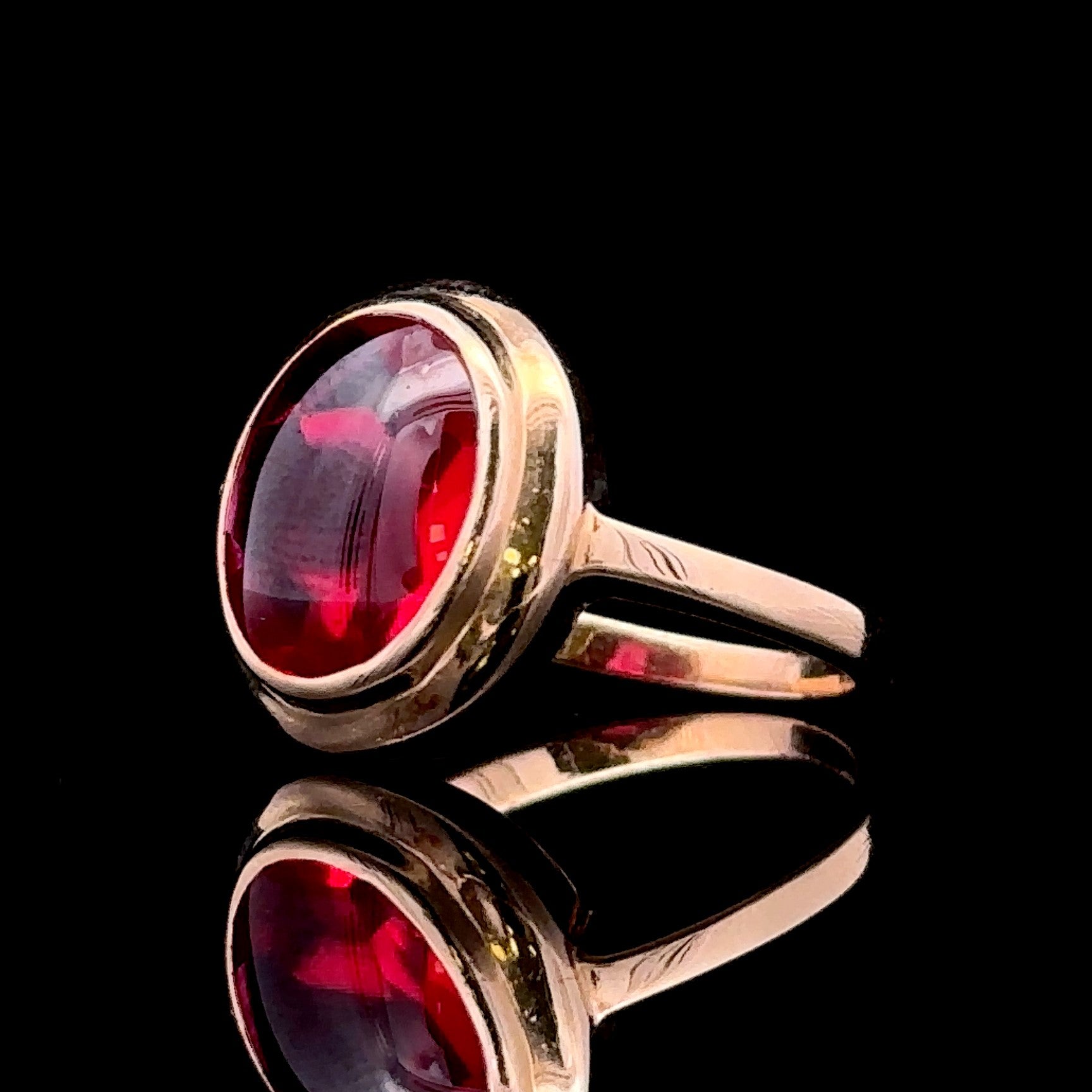 Skyler 14K Yellow Gold Cabochon Synthetic Ruby Ring
