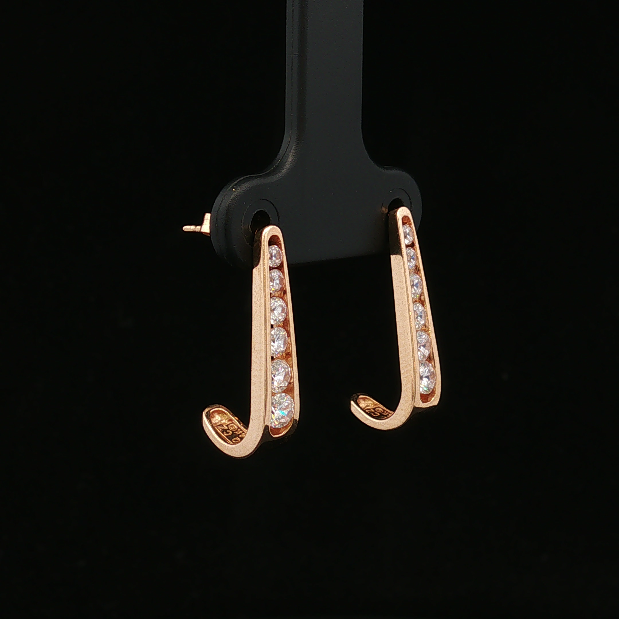 Anikarose 14K Yellow Gold Channel Set CZ Earrings