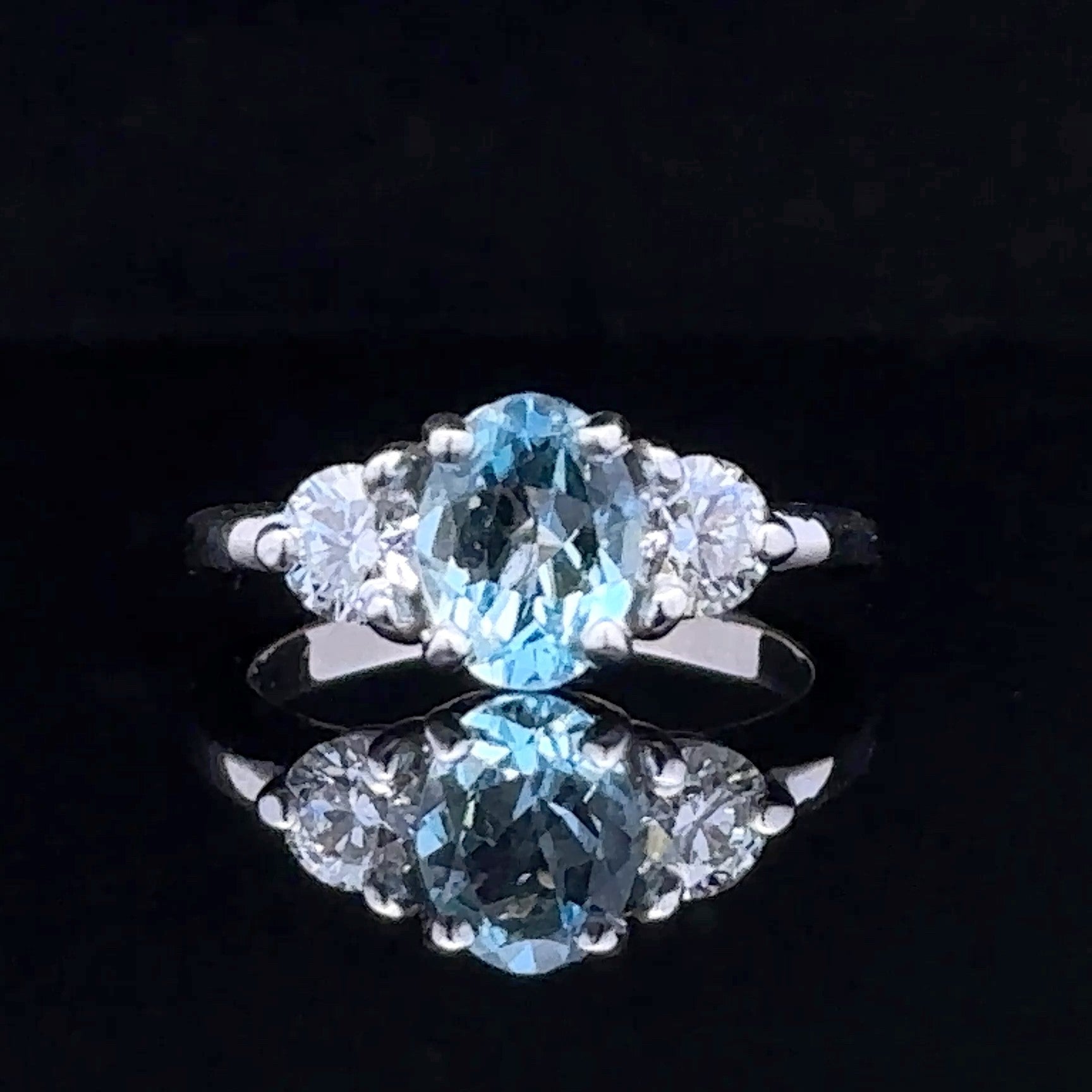 Emmalynn 18K White Gold Aquamarine and Diamond Fashion Ring
