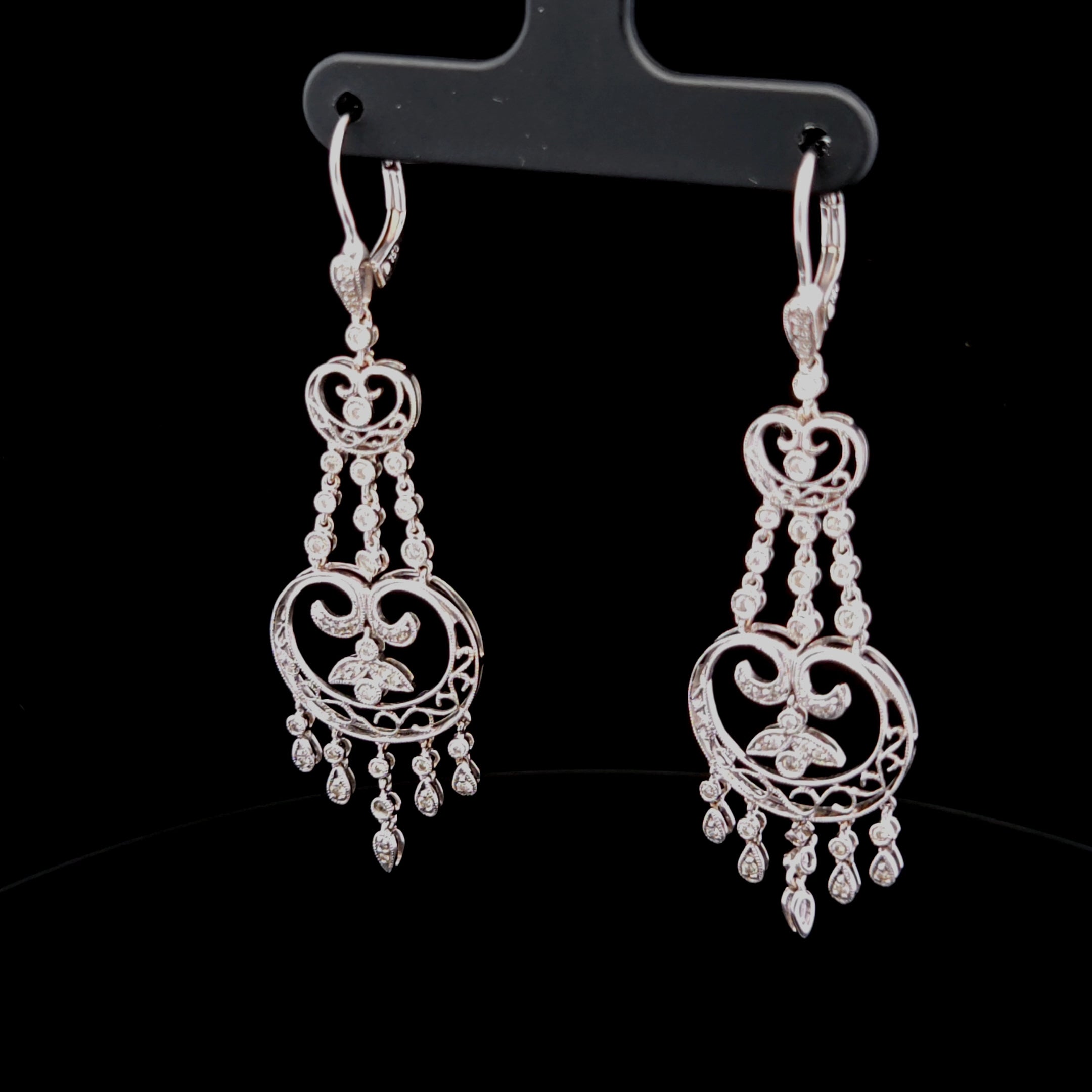 Theodora 14kw 0.56 ctw Diamond Filigree Chandelier Earrings
