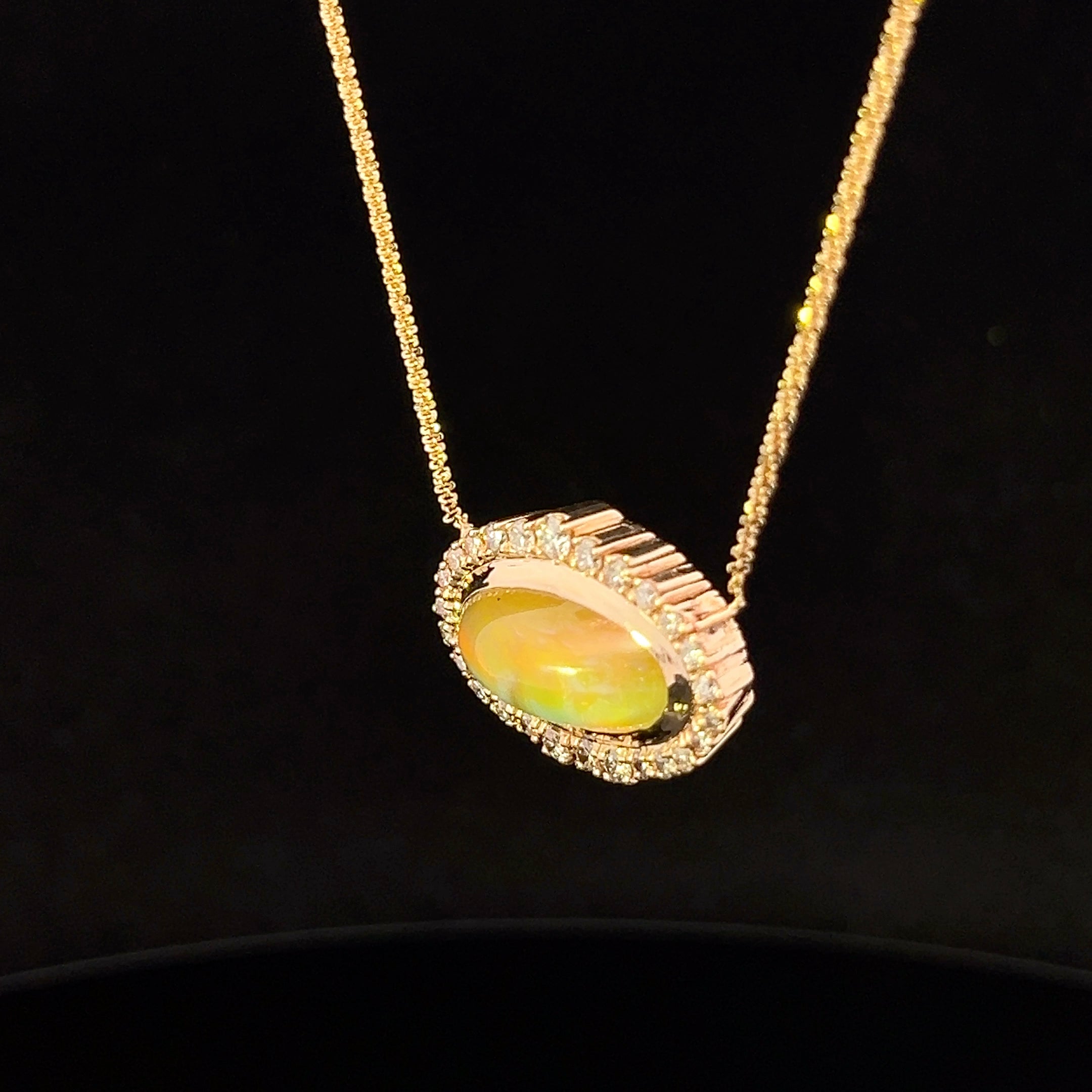 Emmaline 14K Yellow Gold Opal and Diamond Twisted Necklace