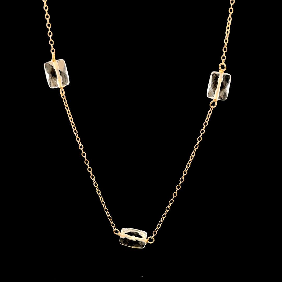 Lorelai 14K Yellow Gold Emerald-Cut Faceted Crystal Necklace