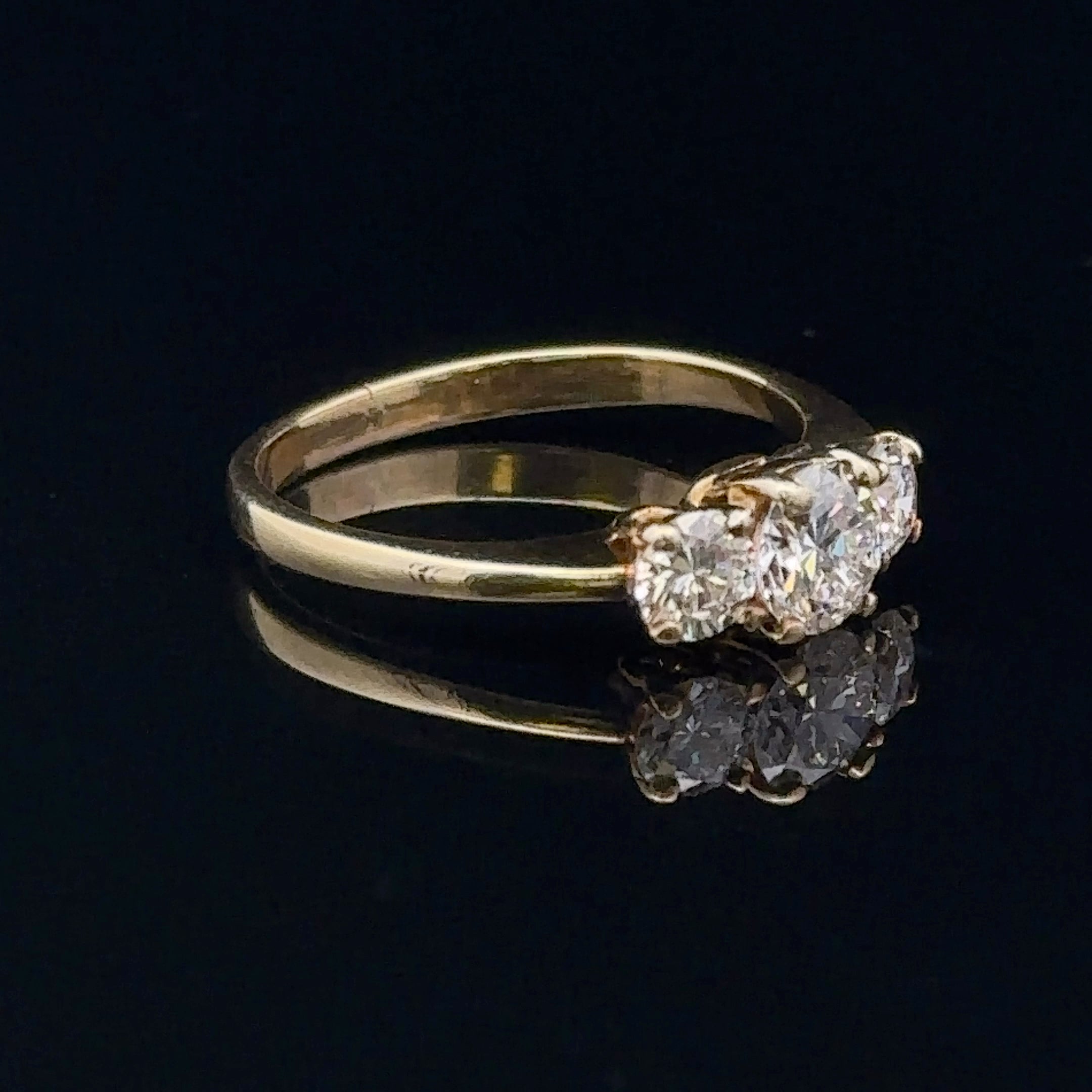 Karter 18K Yellow Gold Three Stone Diamond Engagement Ring