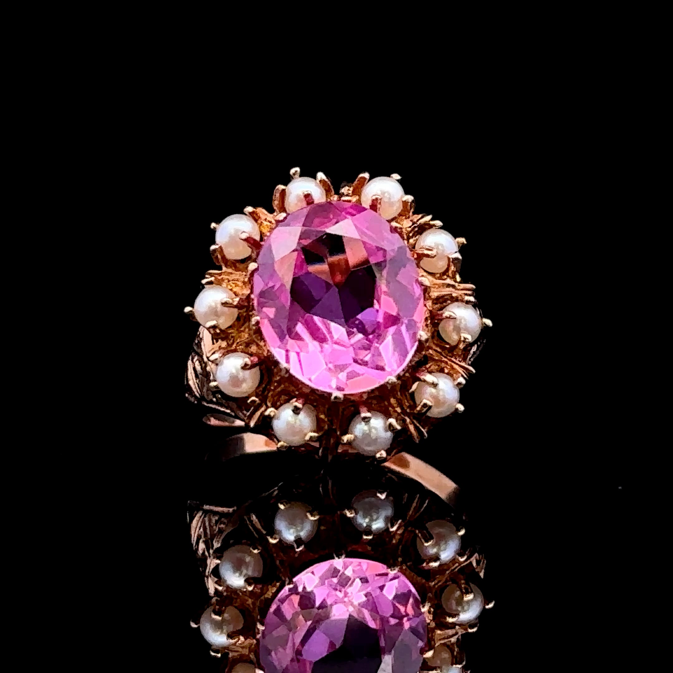 Madeleine 14K Gold Pink Sapphire and Pearl Ring