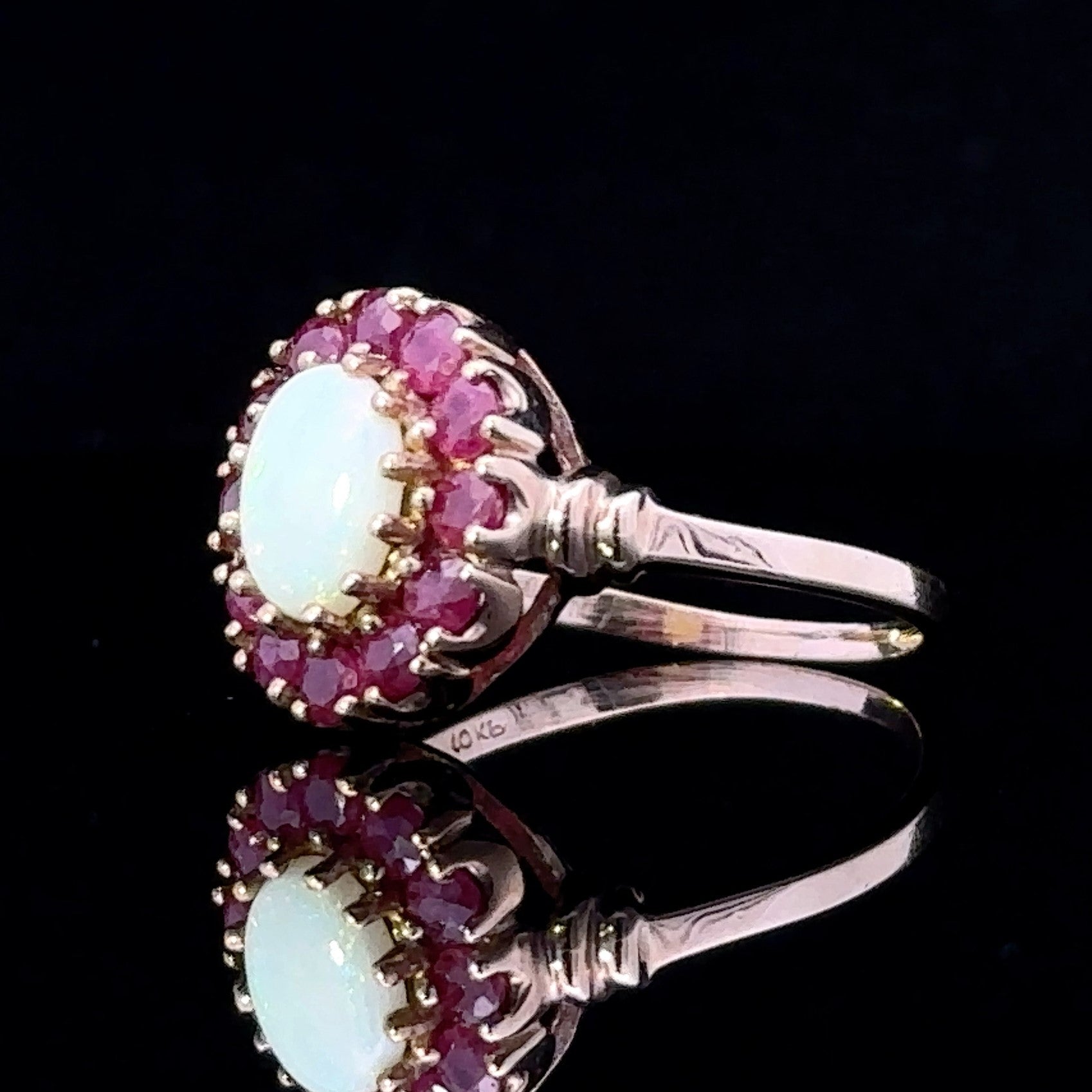 Alexa 10K Yellow Gold Opal and Ruby Fashion Ring