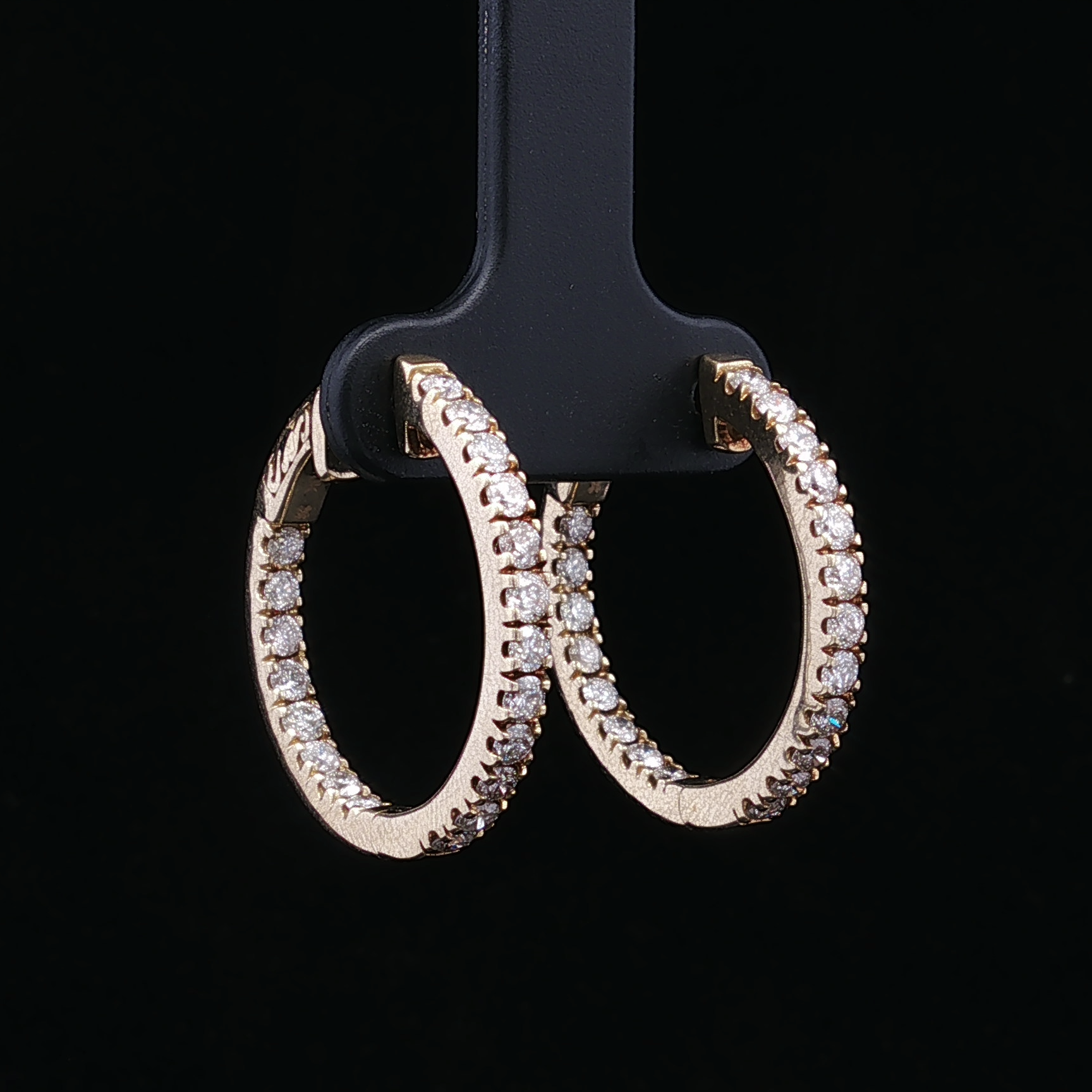 Gwena Yellow 14 Karat Inside-Out Medium Hoop Earrings with 1.25 Total Weight Round Diamonds