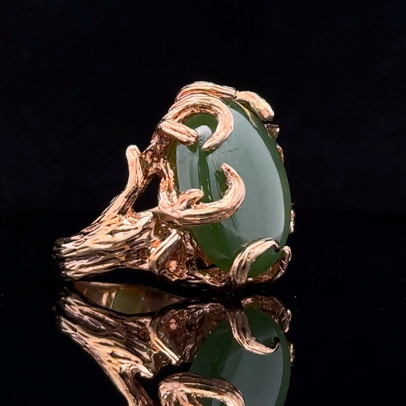 Dahlia Yellow 10K Gold Artisan Jade Fashion Ring