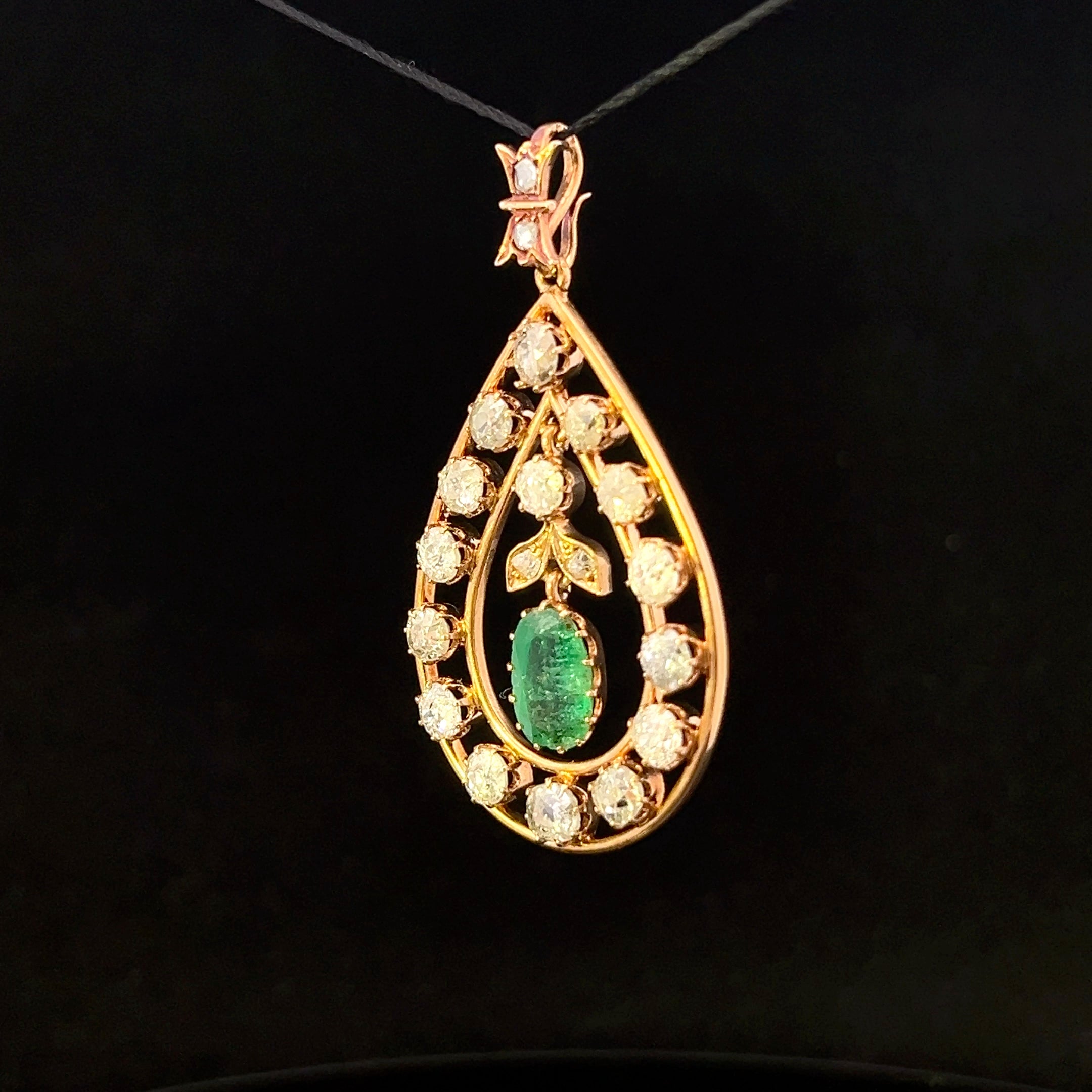 Ember 14K Yellow Gold Oval Emerald & 4 CTW European-Cut Diamond Pendant