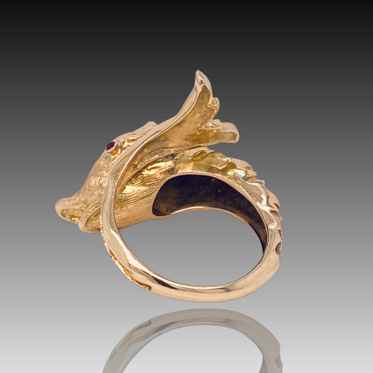 Norah 18KY Koi Fish with Ruby Eyes Ring