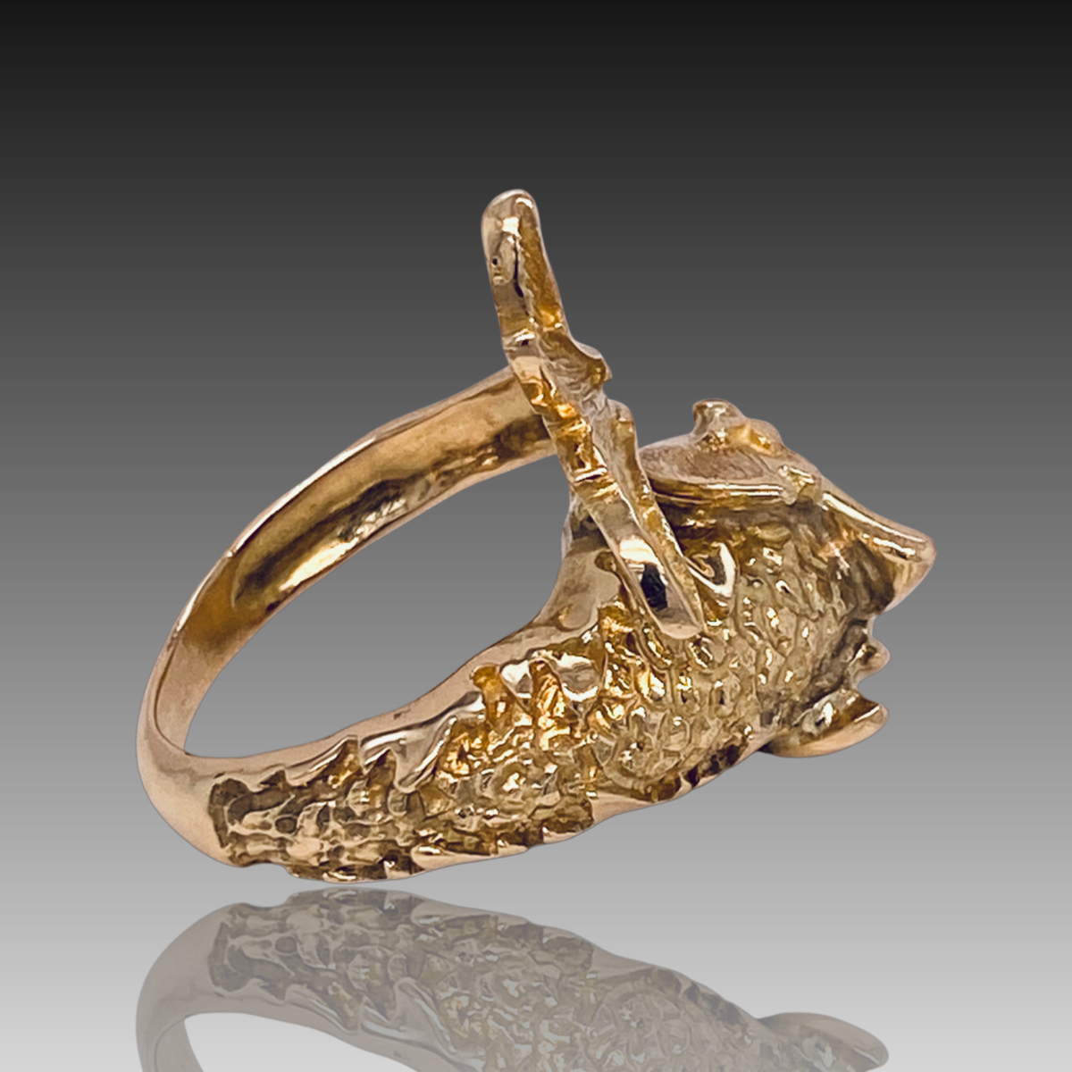 Norah 18KY Koi Fish with Ruby Eyes Ring