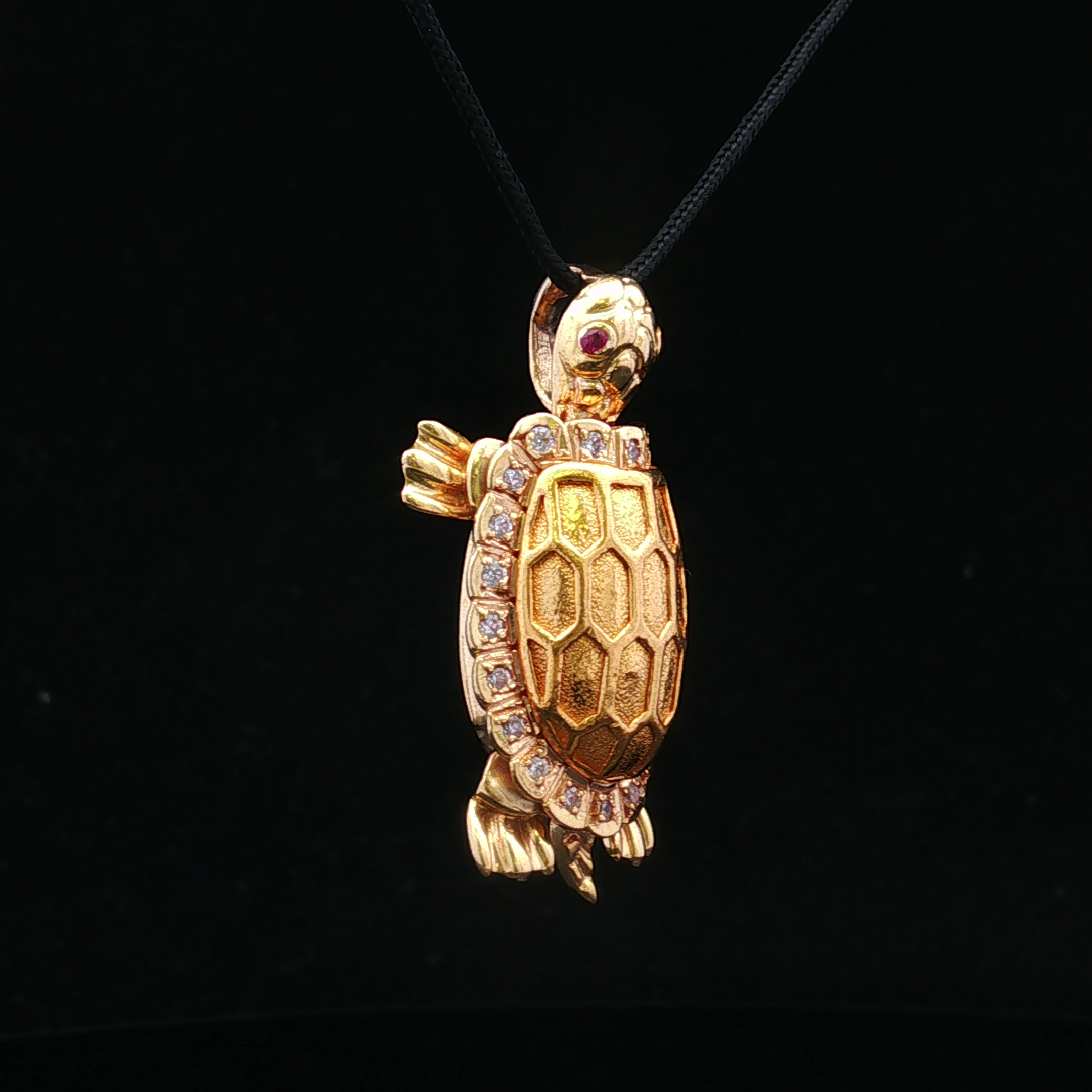 Almeda Diamond & Ruby Turtle Pendant