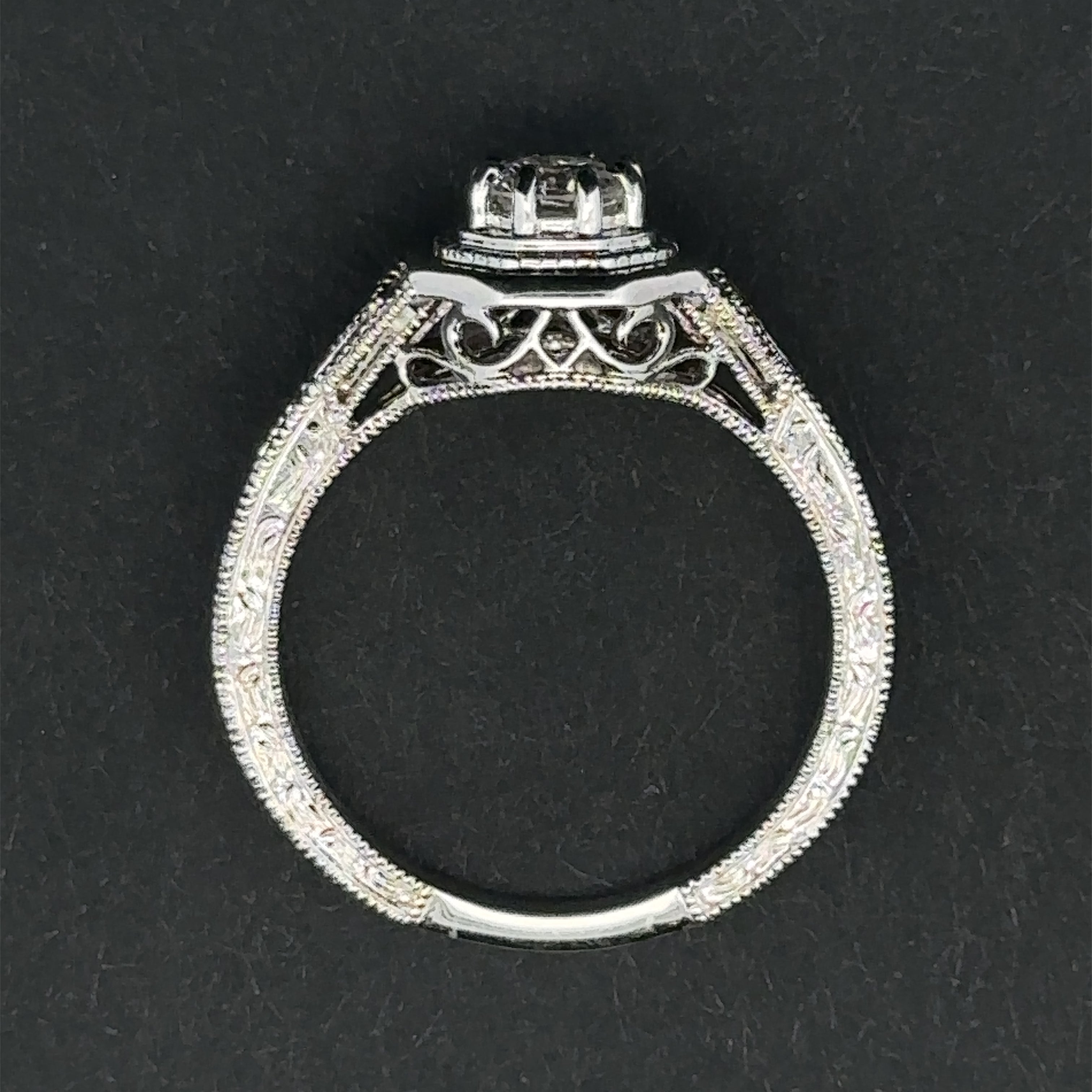 Estrella 14KW Sapphire & Diamond Vintage Style Engagement Ring