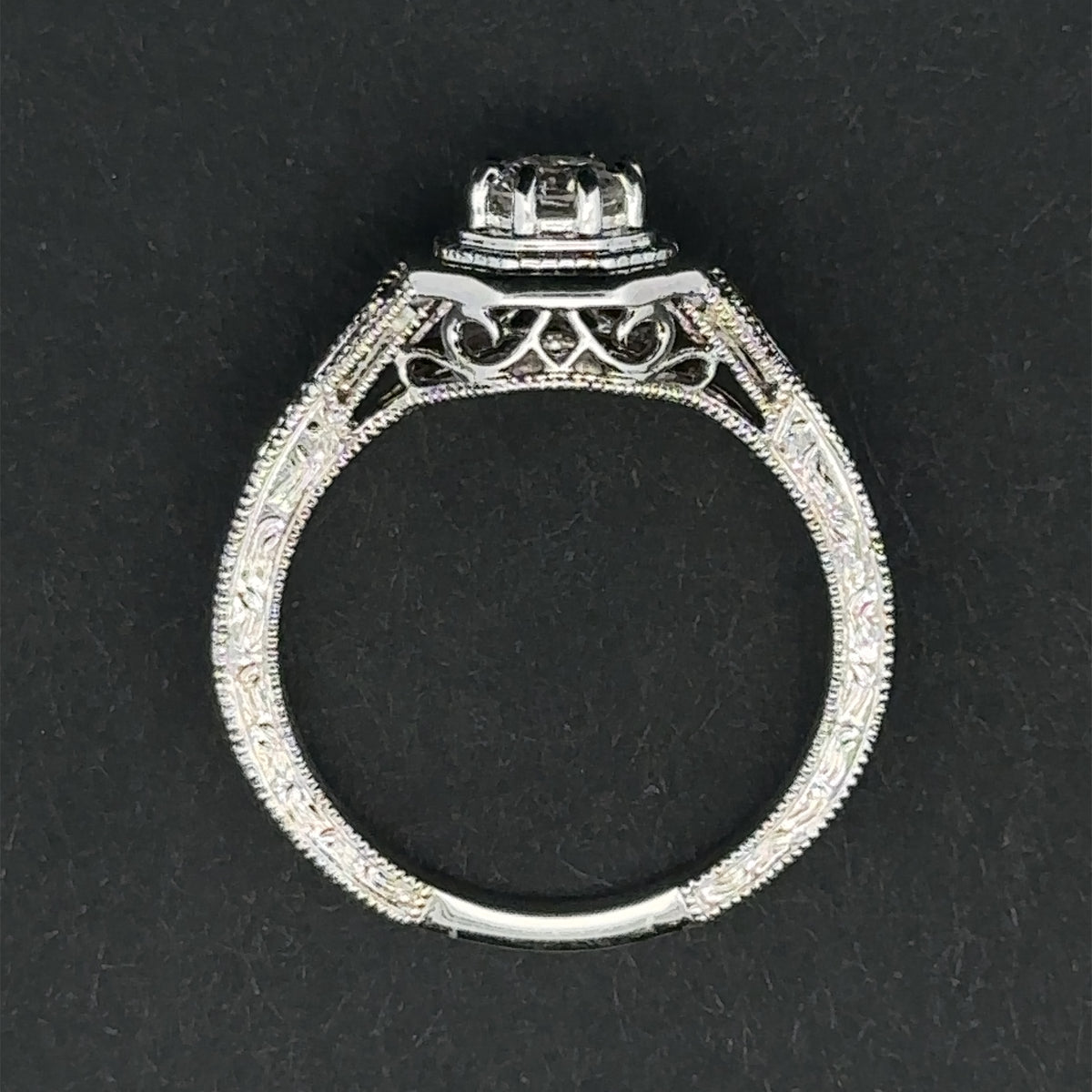 Estrella 14KW Sapphire & Diamond Vintage Style Engagement Ring
