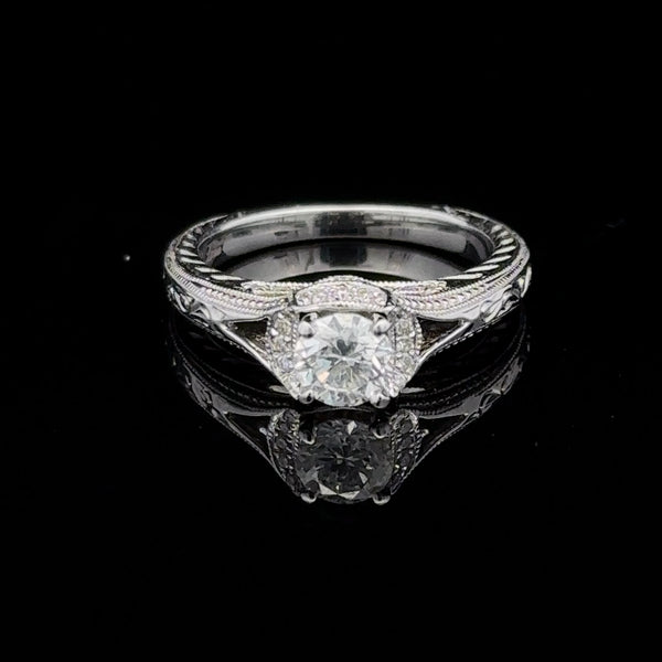 Veleska Jewelry Scarlett 14K white gold filigree engagement ring