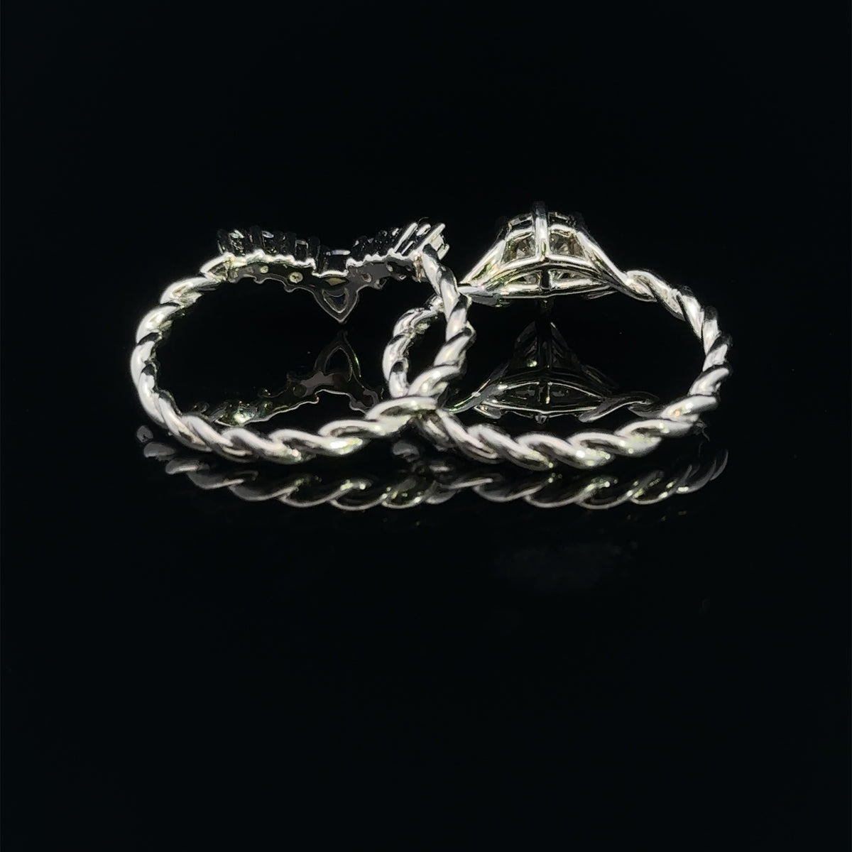 Aquaria 14k White Gold Diamond & Sapphire Wedding Set