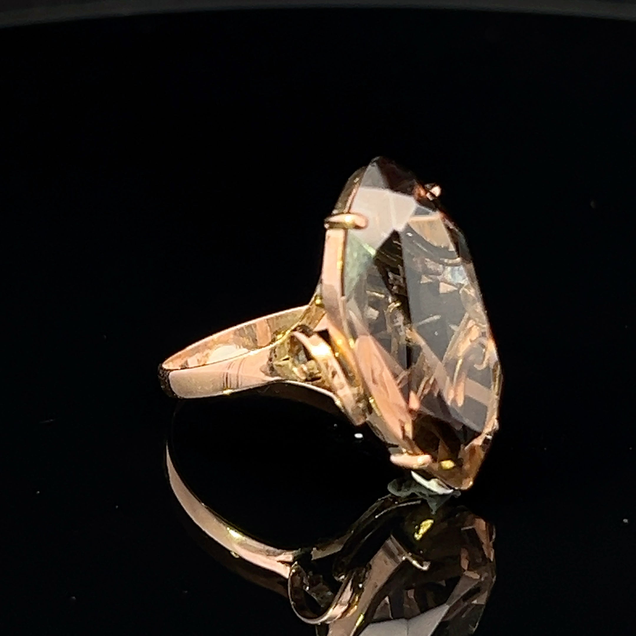Brooklyn 10K Yellow Gold Ring with Marquise Smokey Quartz