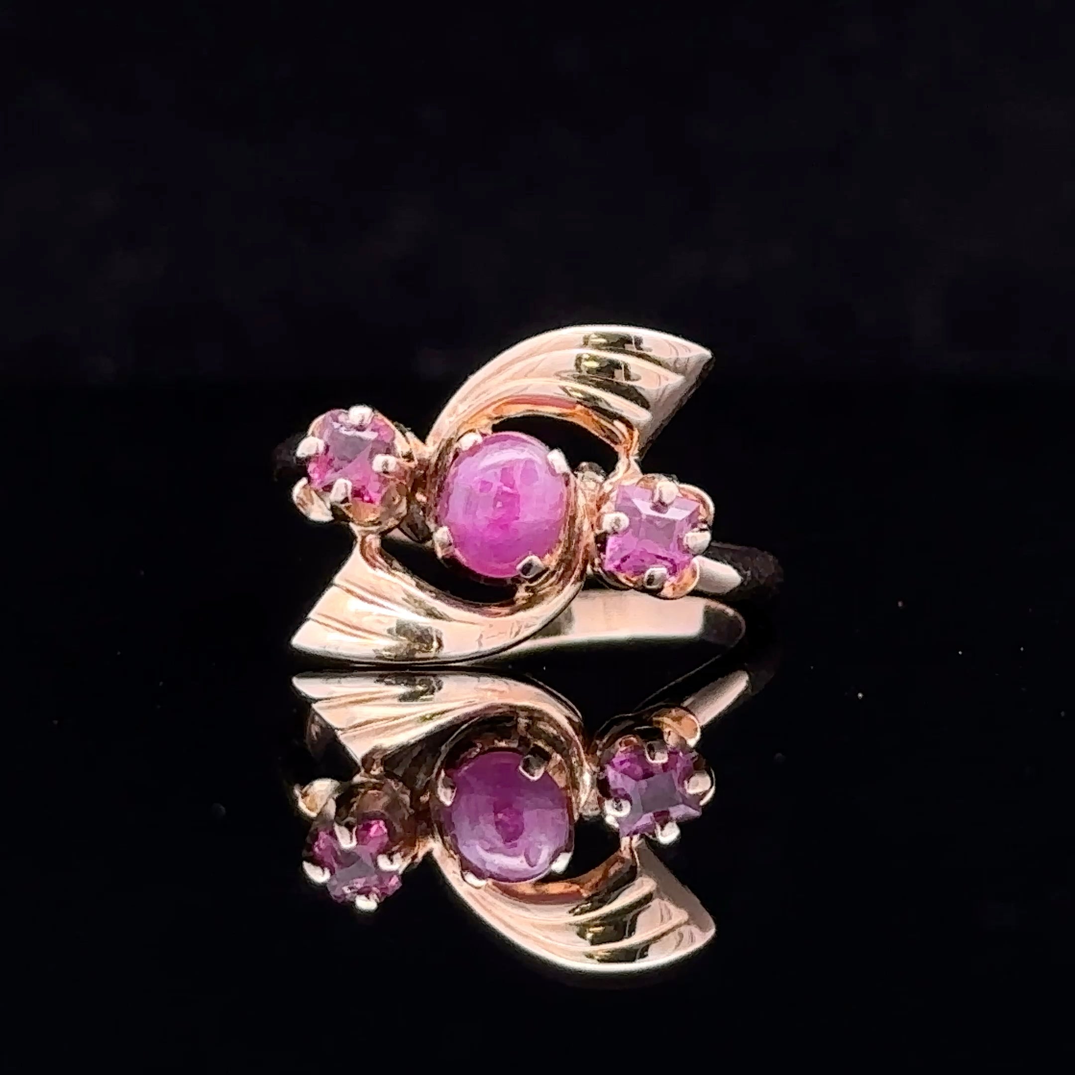 Evangeline 14K Yellow Gold Three-Stone Ruby Ring