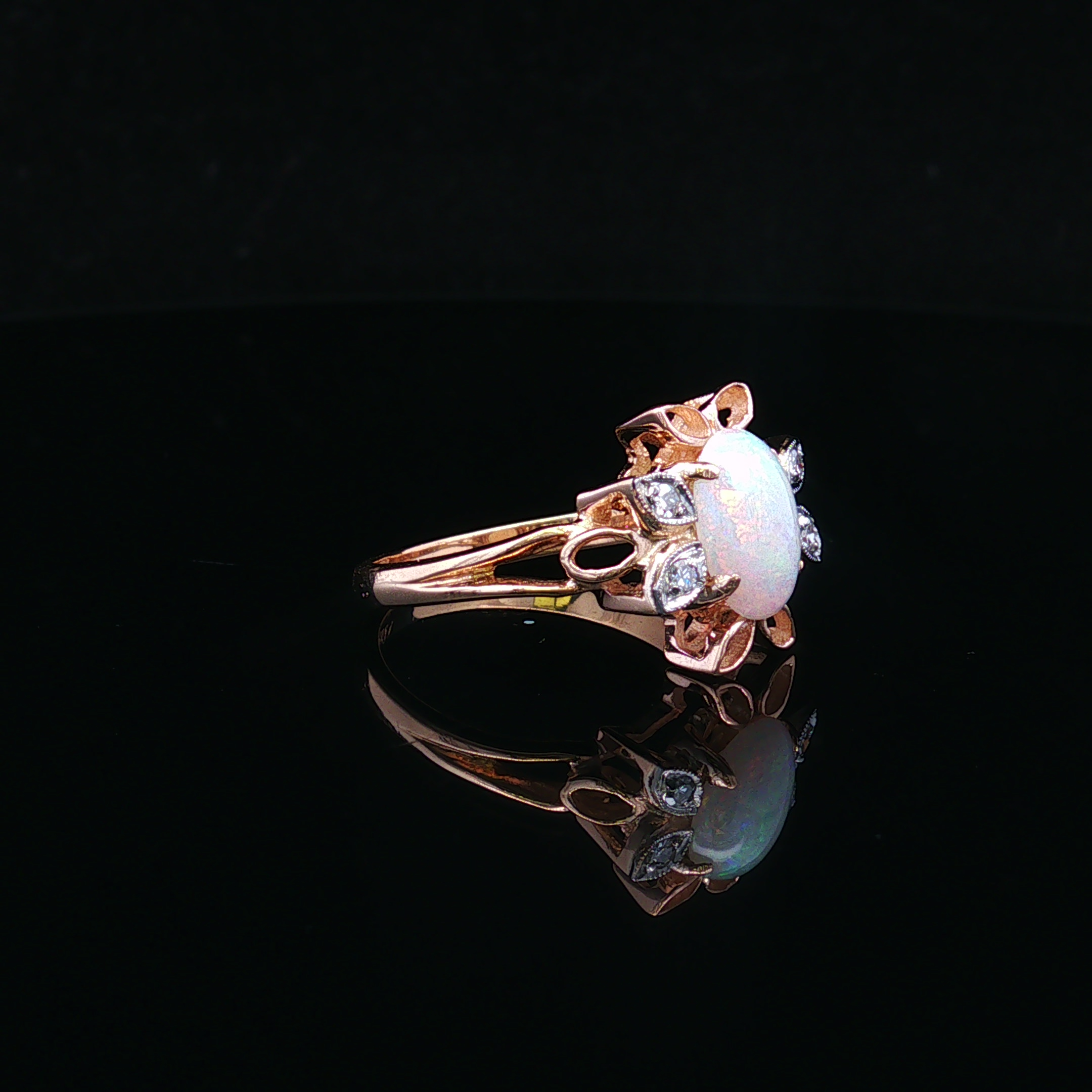 Milarose 14K Two-Tone Opal & Diamond Ring