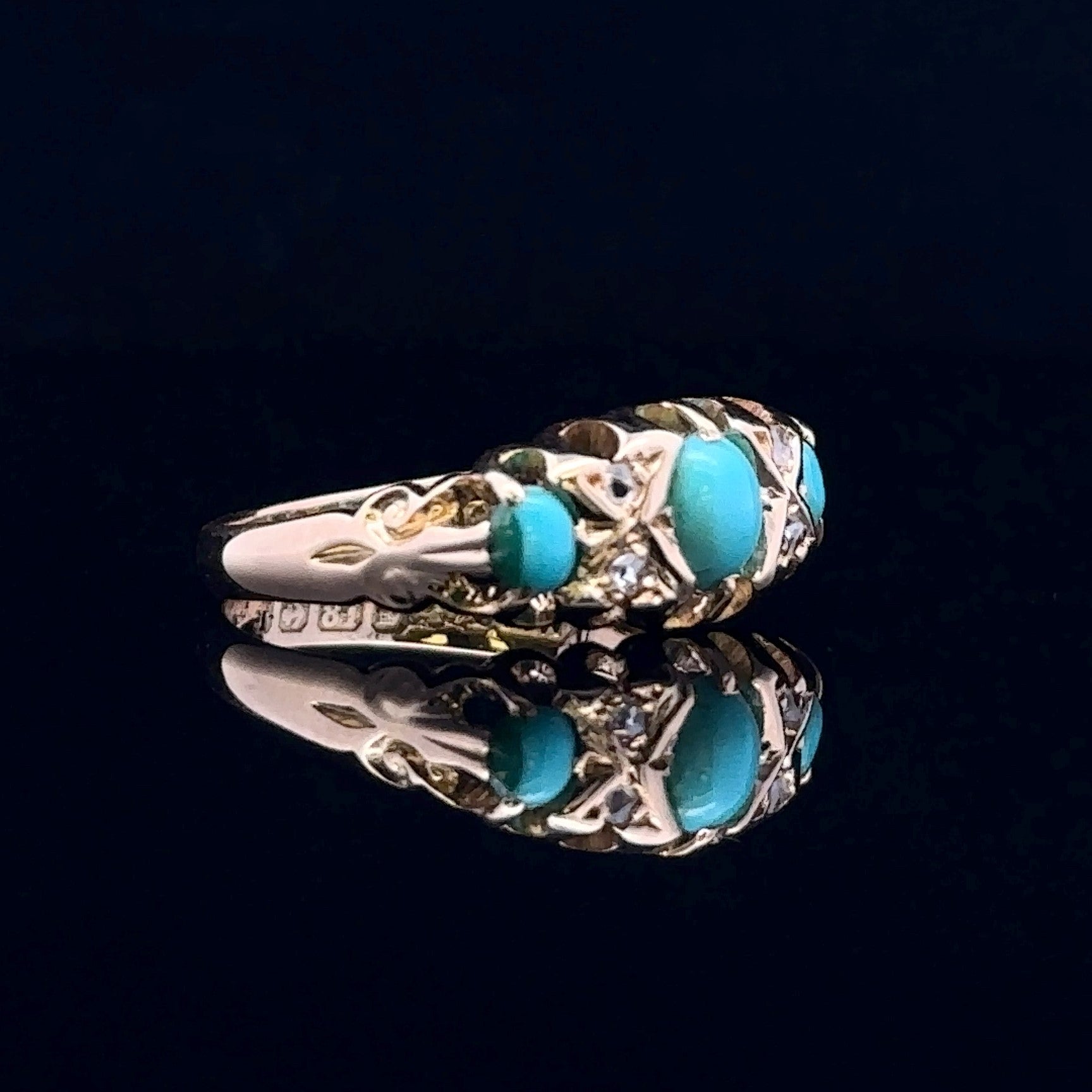 Miranda 18K Yellow Gold Turquoise and Diamond Ring