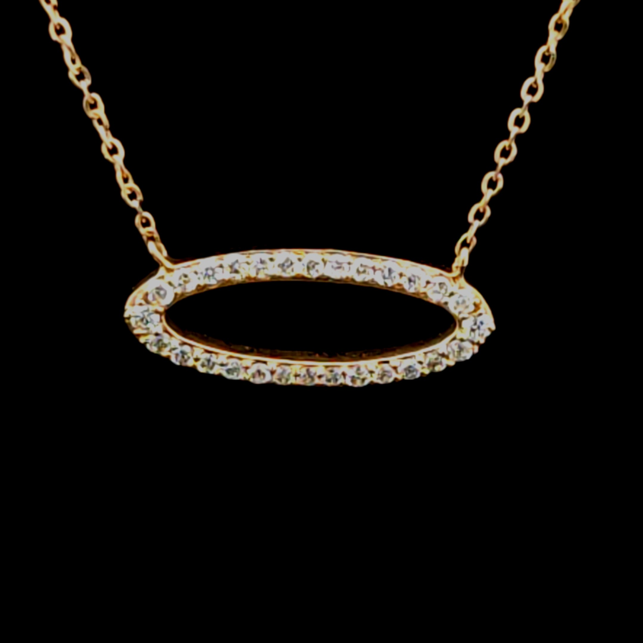 Nat 18K Yellow Gold Oval Diamond Necklace – Adjustable 16–18 Inch