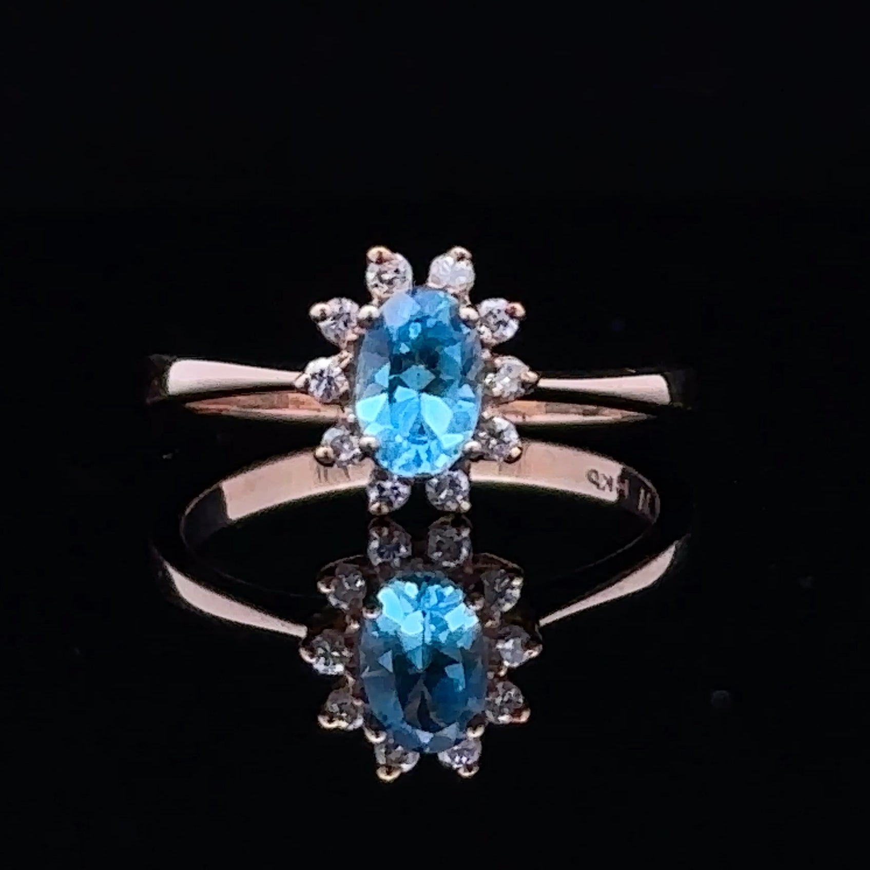 Khaleesi 14K Yellow Gold Blue Topaz and Diamond Fashion Ring - Size 6