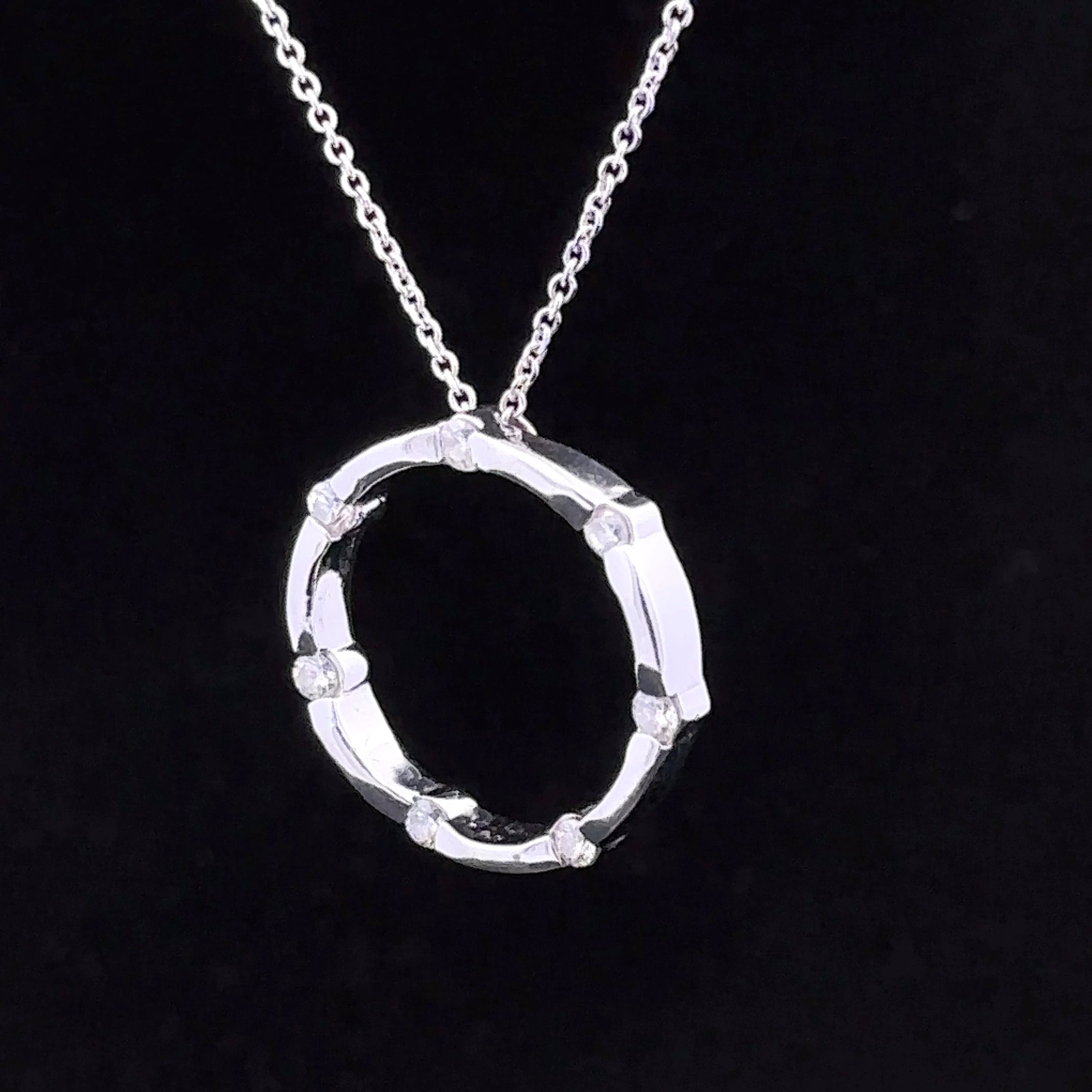 Landy 14K White Gold Circle Necklace with 0.35ctw Diamonds
