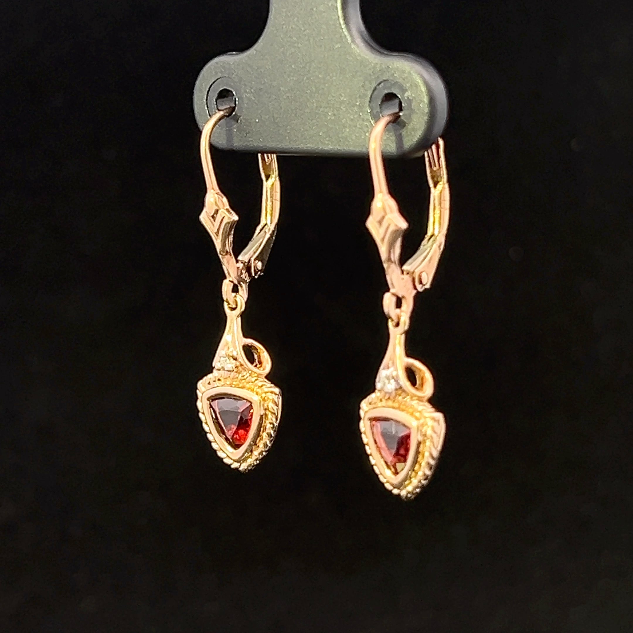 Kataleya 10K Yellow Gold Trillion Garnet & Diamond Dangle Earrings