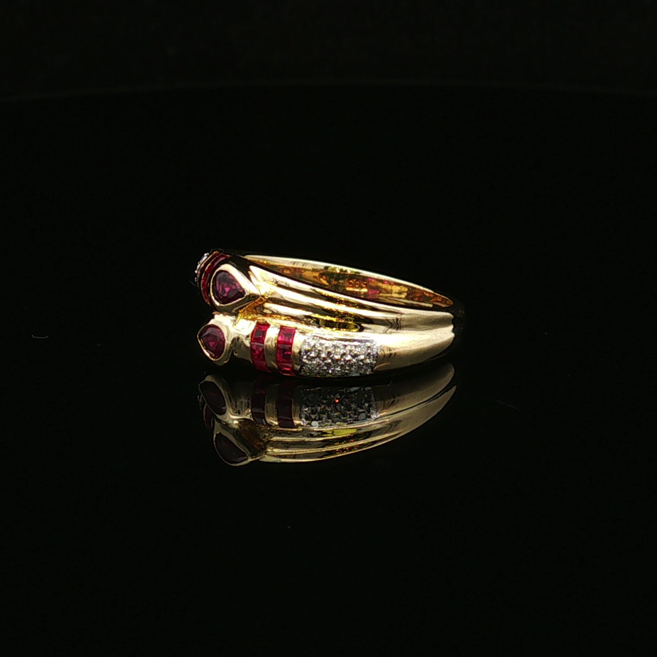 Maribela 14K Two Tone Ruby & Diamond Ring