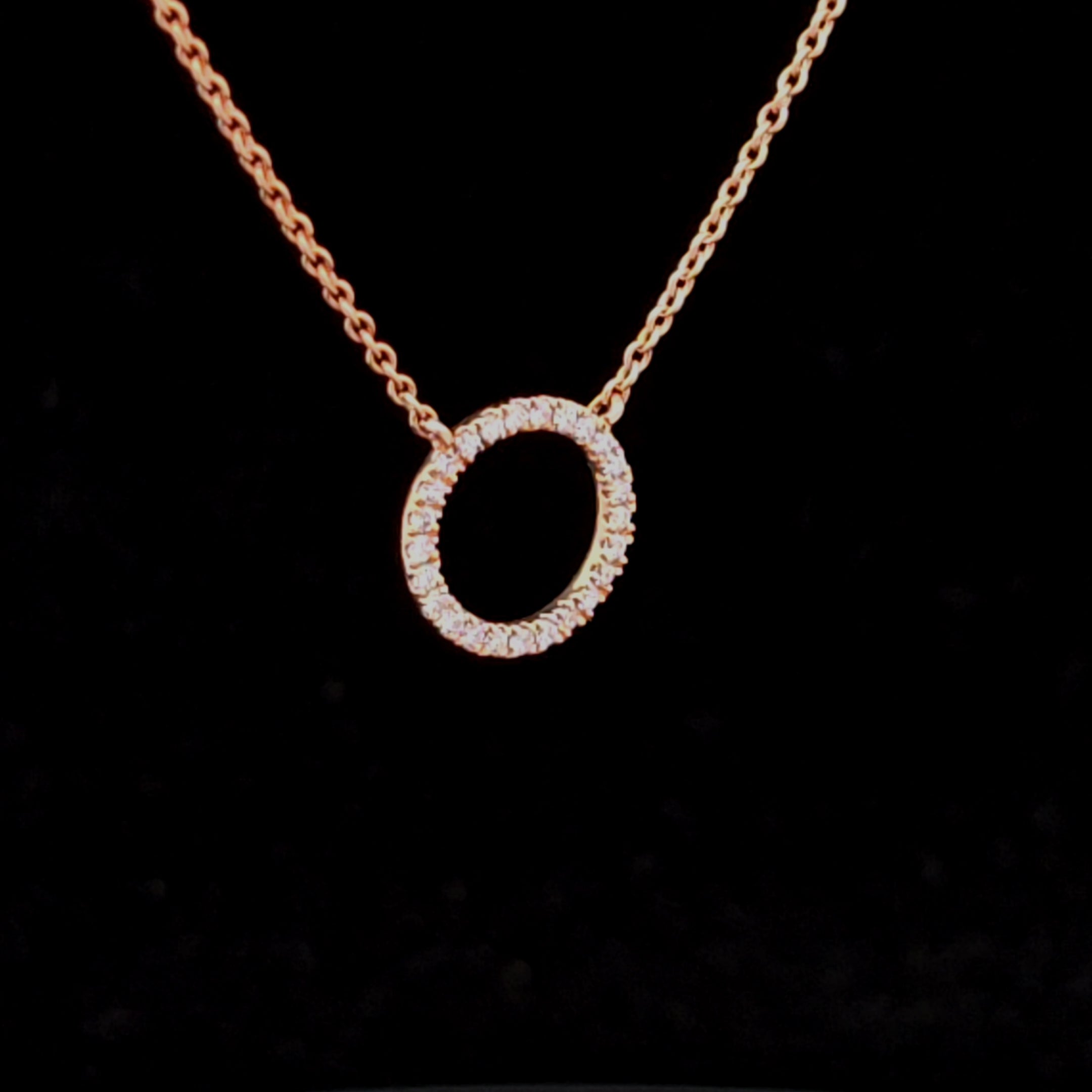 Mellie 18K Rose Gold Open Circle Diamond Pendant
