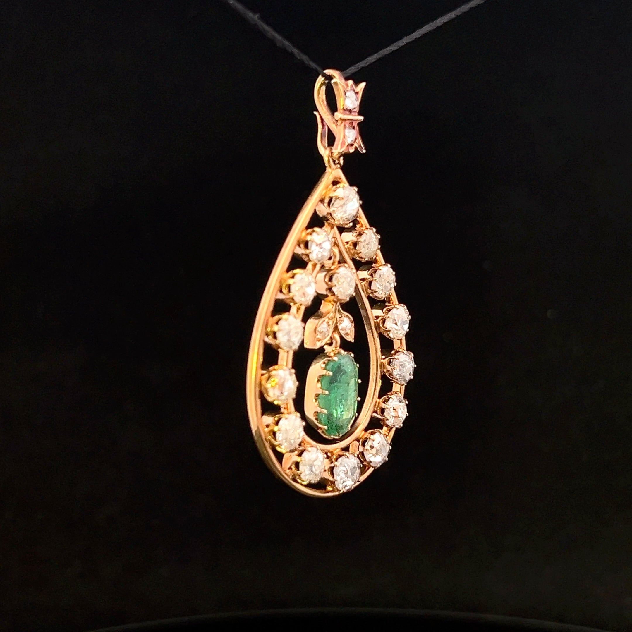 Ember 14K Yellow Gold Oval Emerald & 4 CTW European-Cut Diamond Pendant