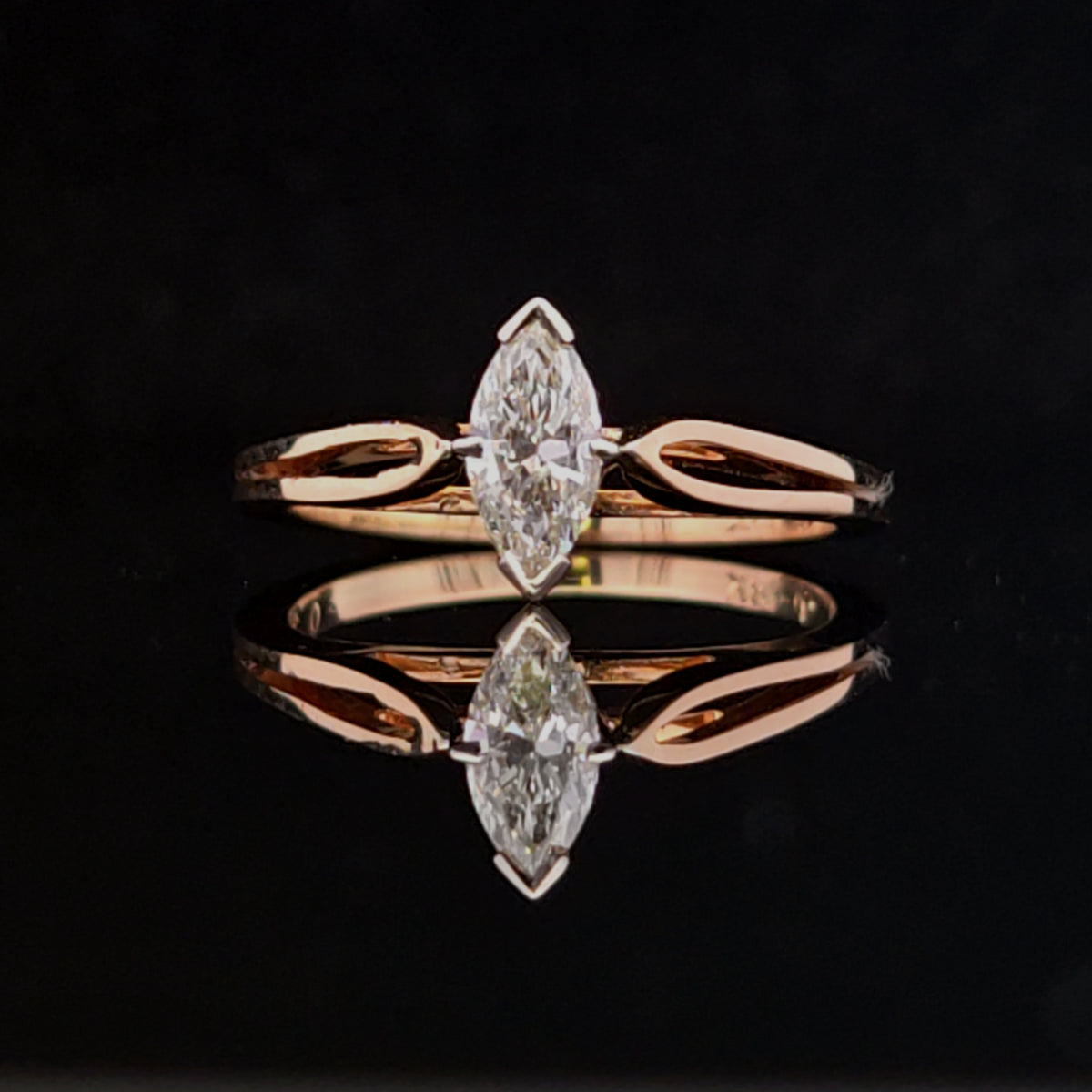 Elfie 18KY 1/2CT Marquise Diamond Engagement Ring