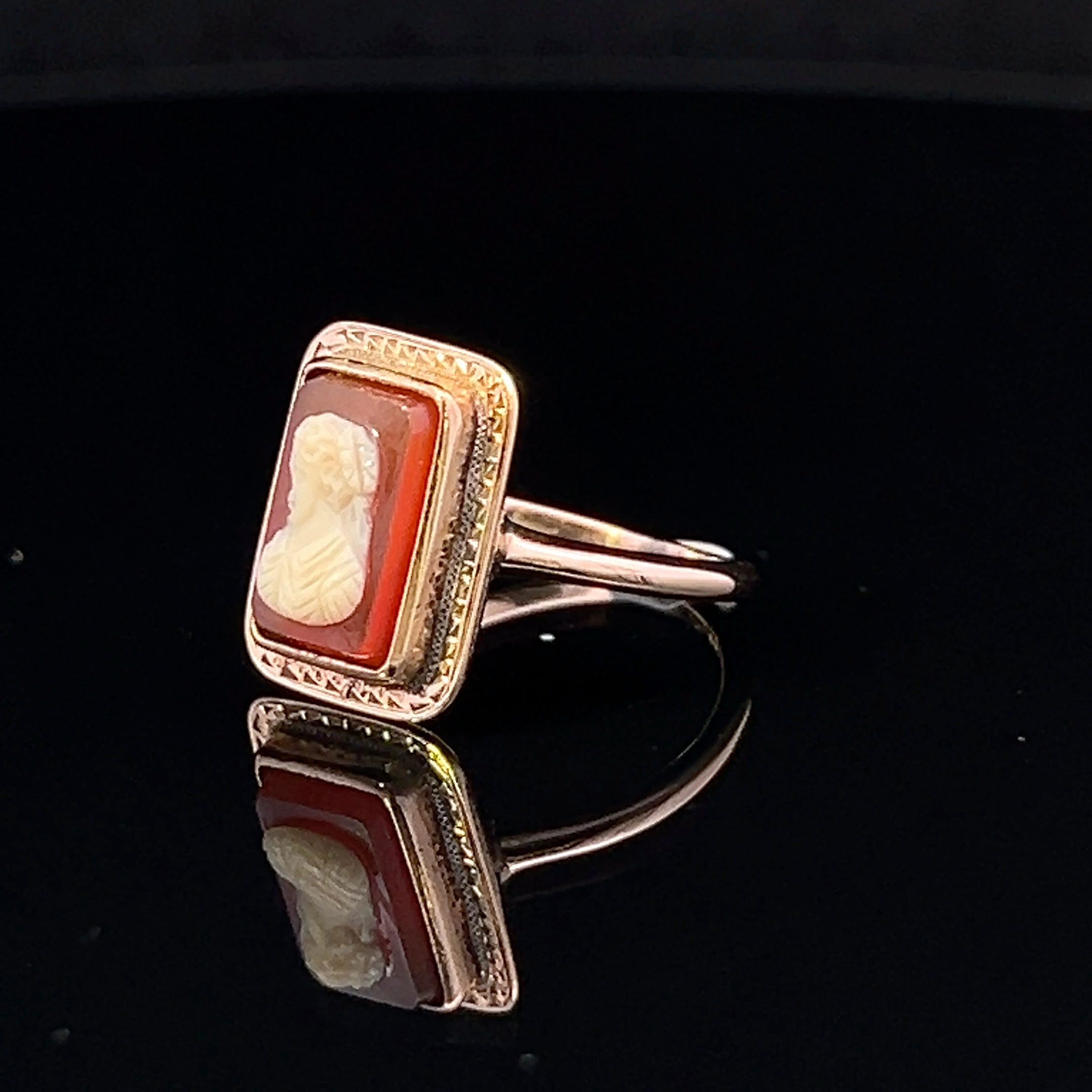 Octavia 14K Yellow Gold Rectangle Cameo Ring