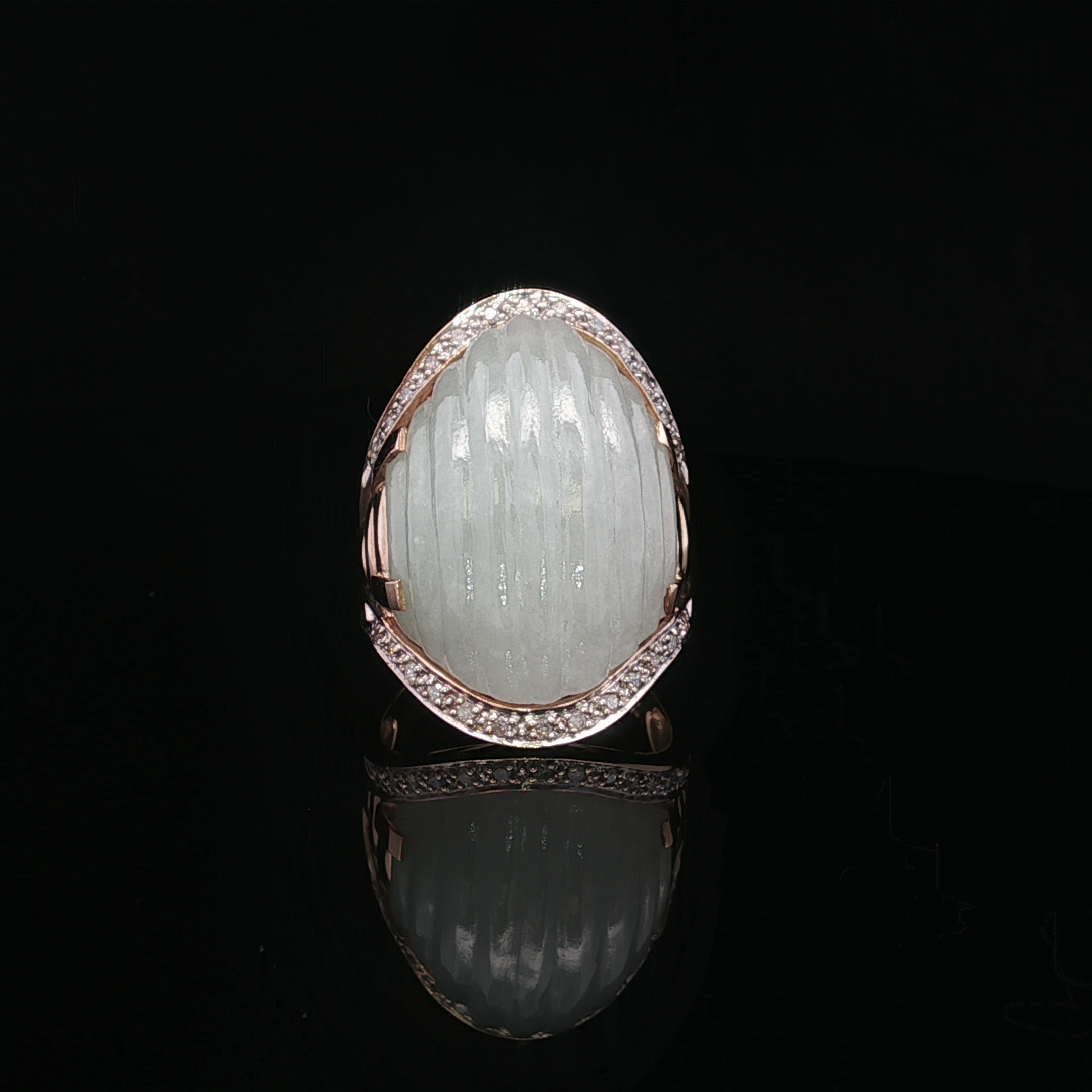 Gloria 14K Yellow Gold Jade and Diamond Ring