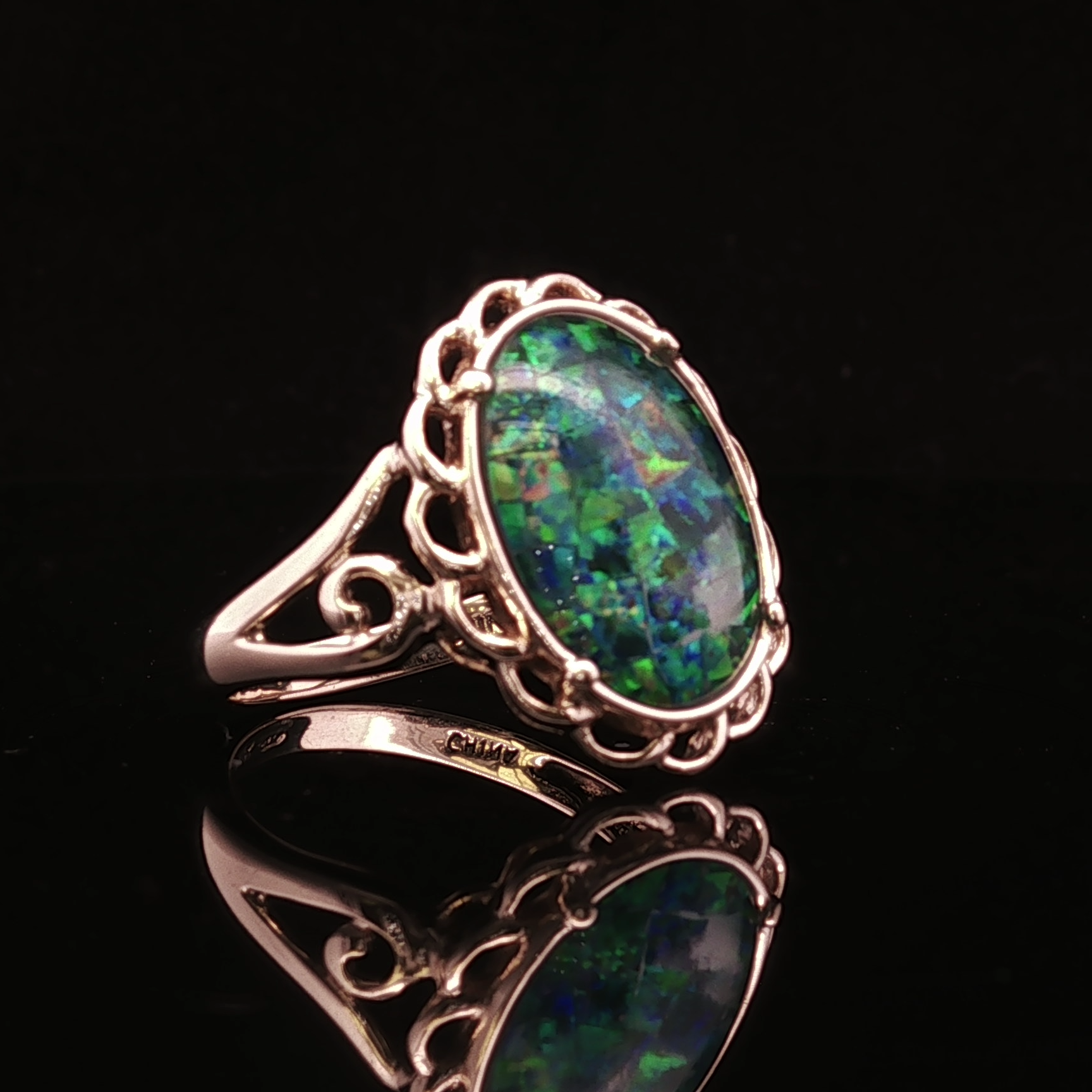 Rosalind 10K Yellow Gold Mosaic Opal Ring