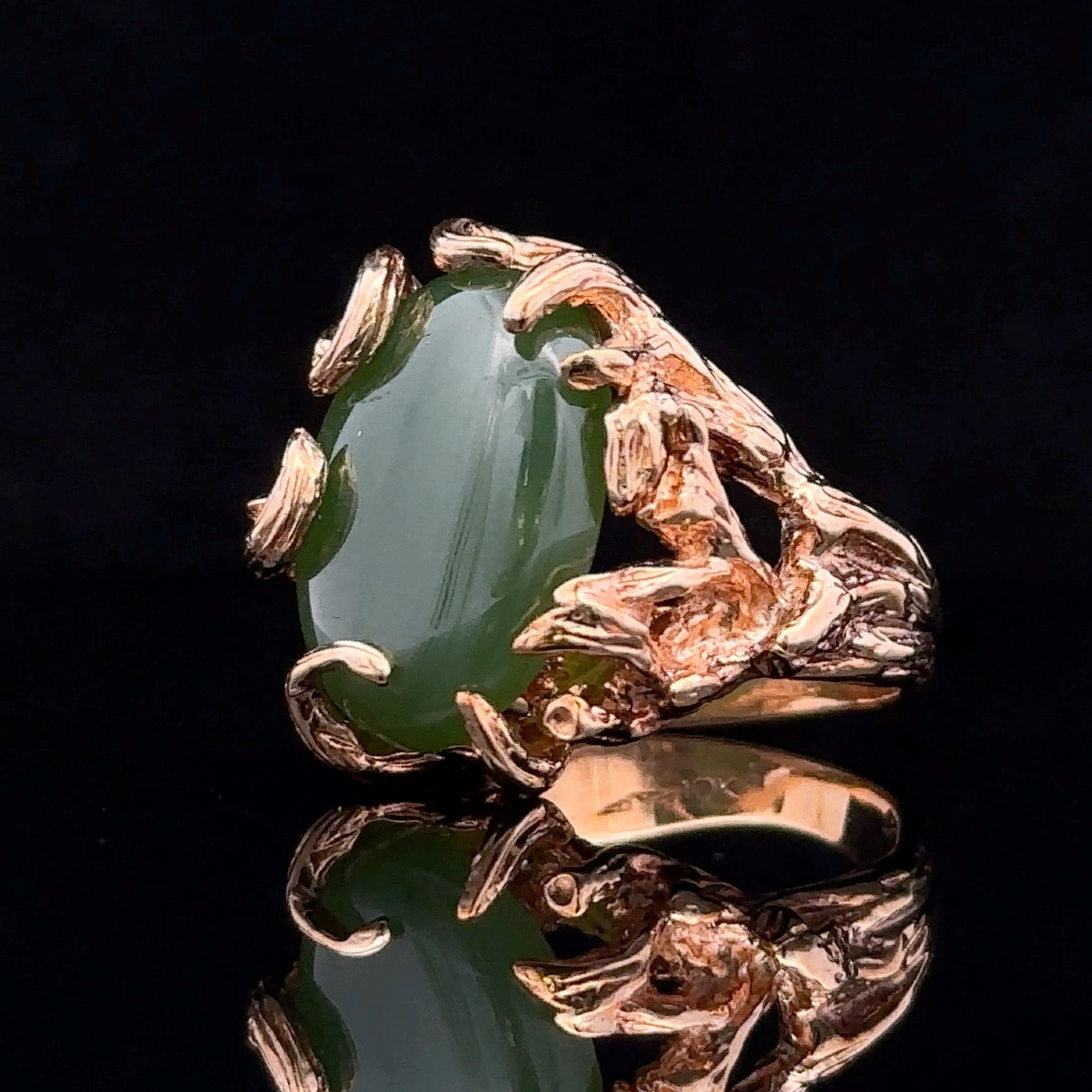 Dahlia Yellow 10K Gold Artisan Jade Fashion Ring
