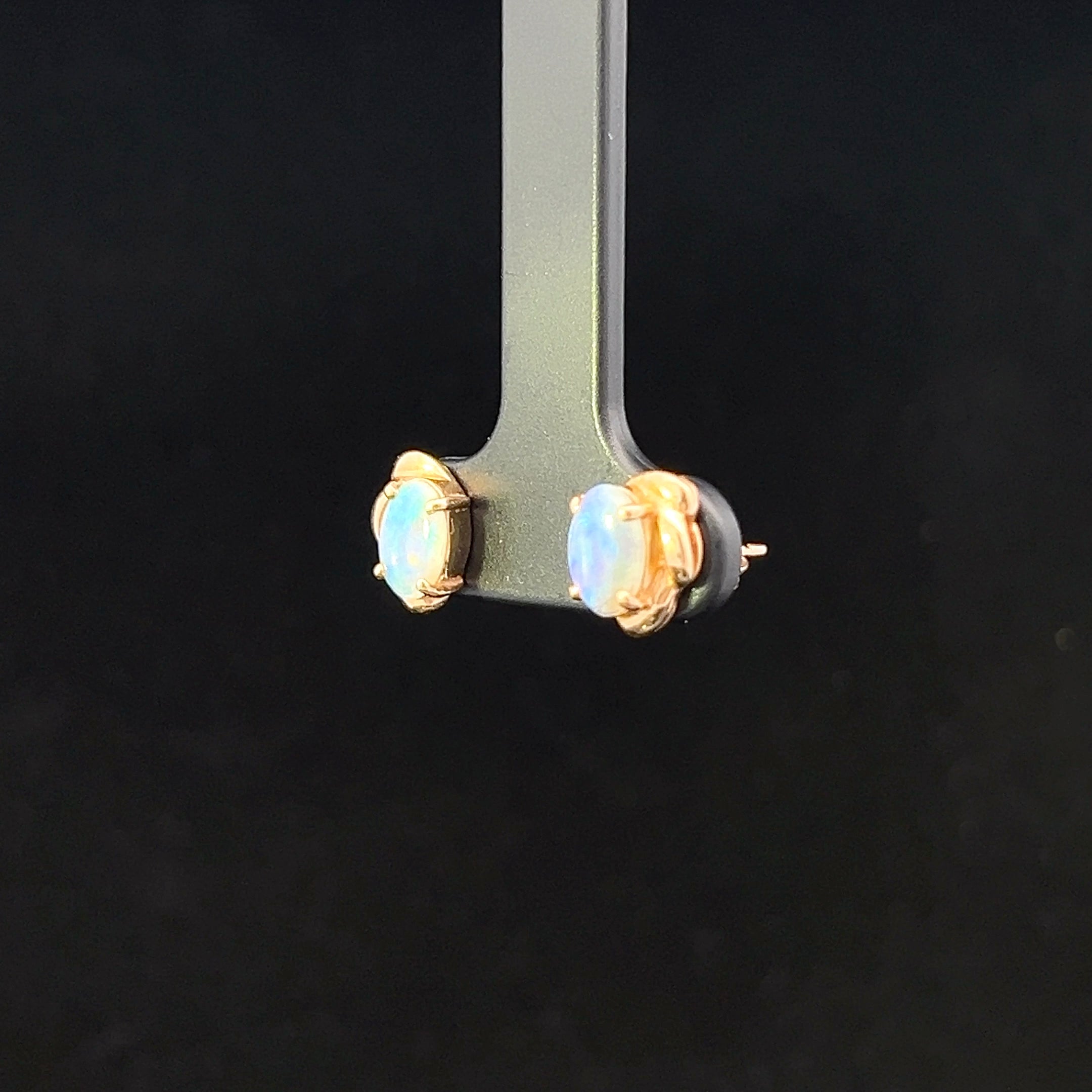 Linda 14KY Oval Opal Ring with Gold Accents