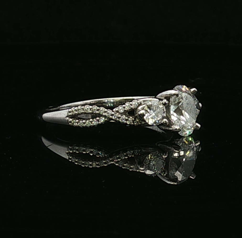 Diana Platinum Oval Three-Stone Diamond Engagement Ring