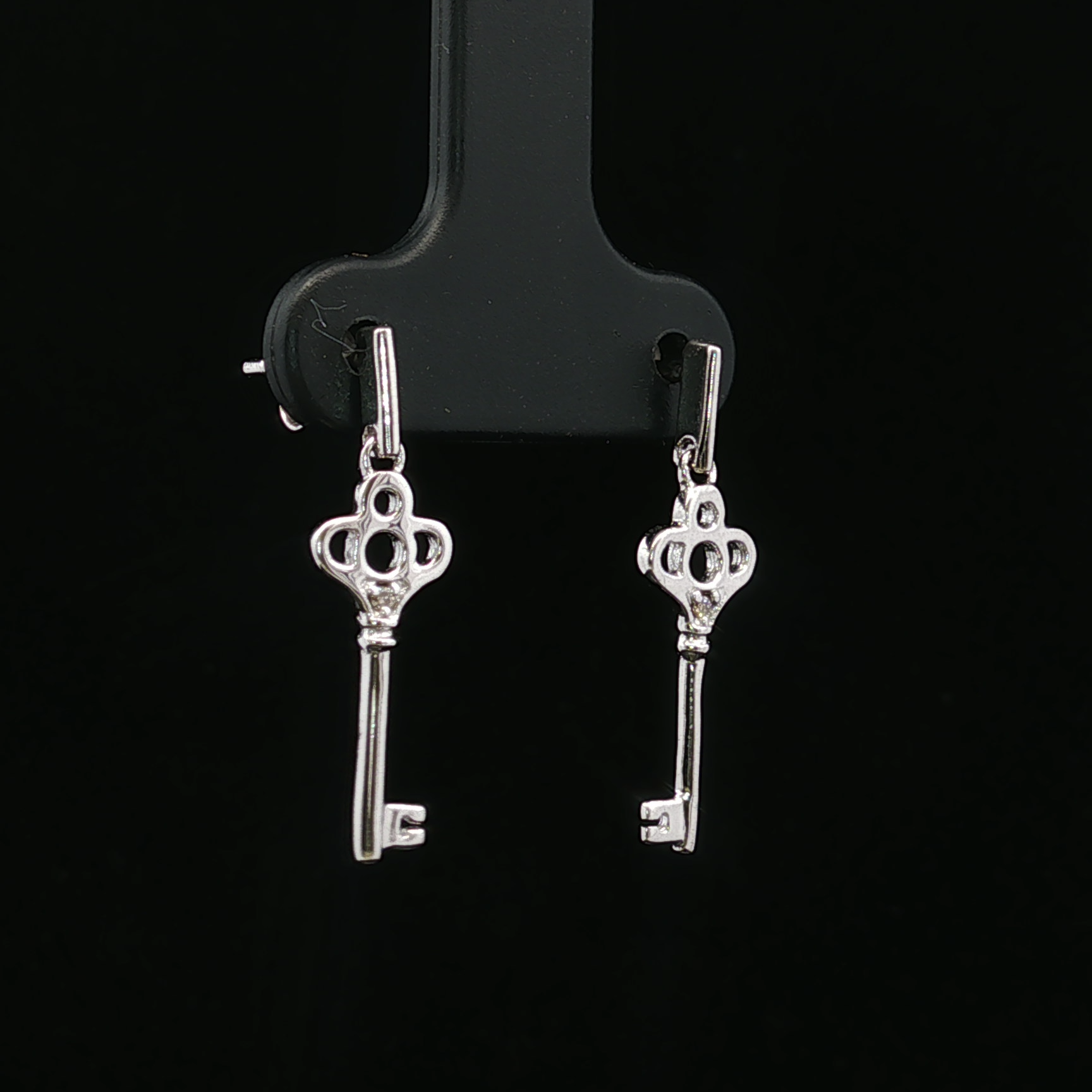 Sterling Silver Diamond Key Dangle Earrings – Rose Cut