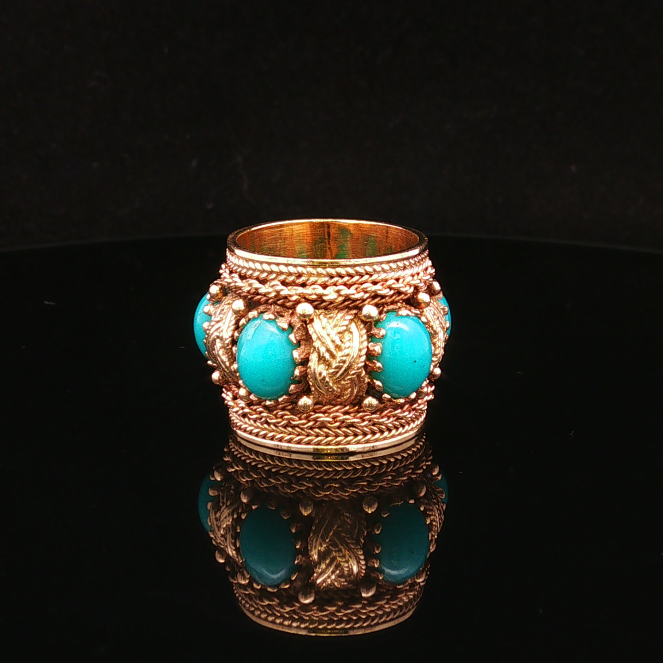 Wrene 14KY Five Oval Turquoise Band