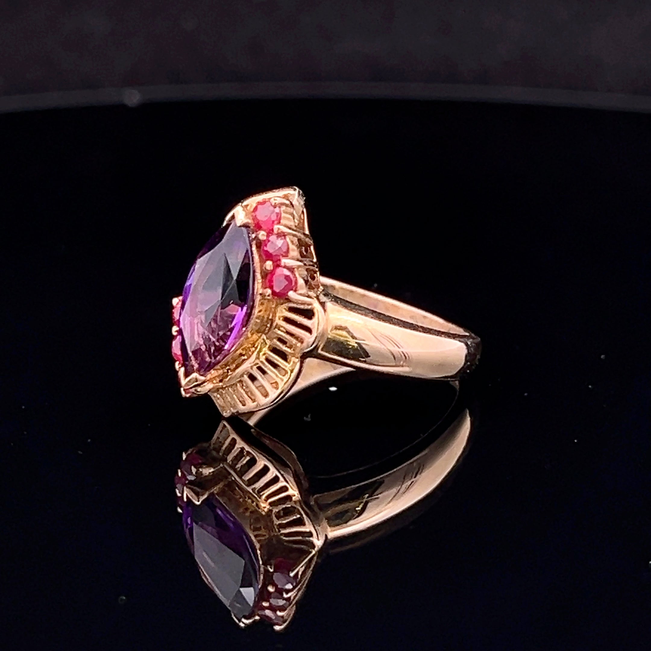 Alma 14KY 1.59CT Marquise Amethyst & .60CTW Ruby Ring